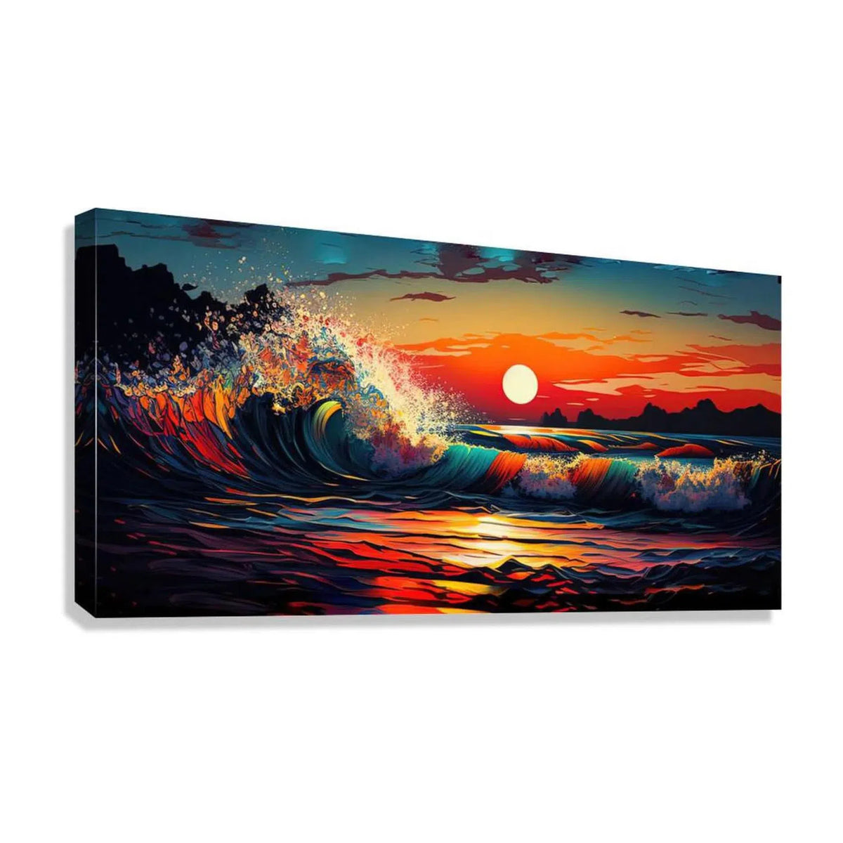 Vibrant Sunset Shores Ocean Art Print 21801 – Visual Wall Art