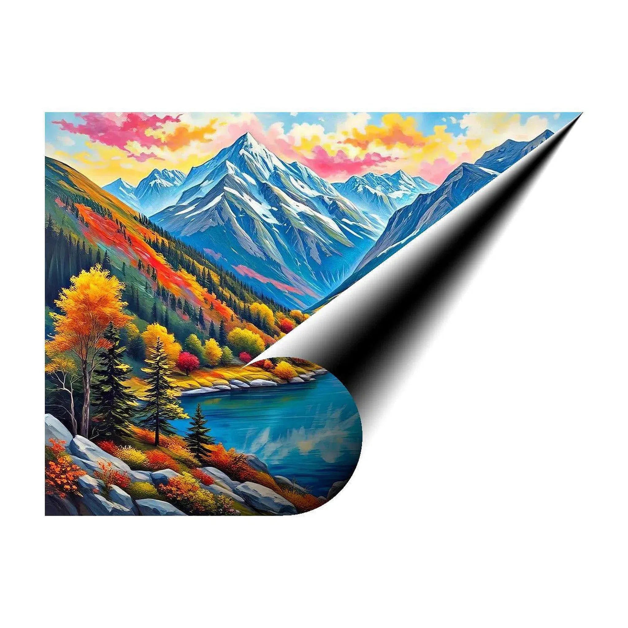 Vibrant Autumnal Lake Nature Art Print 43748 Visual Wall Art