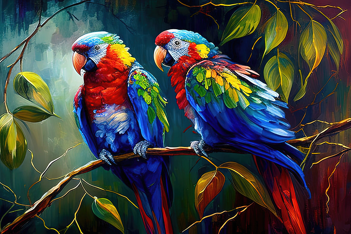 Barney And Ollie Parrots, Bird Art Print 32208 Giclee Fine Art Matte Paper Print Visual Wall Art