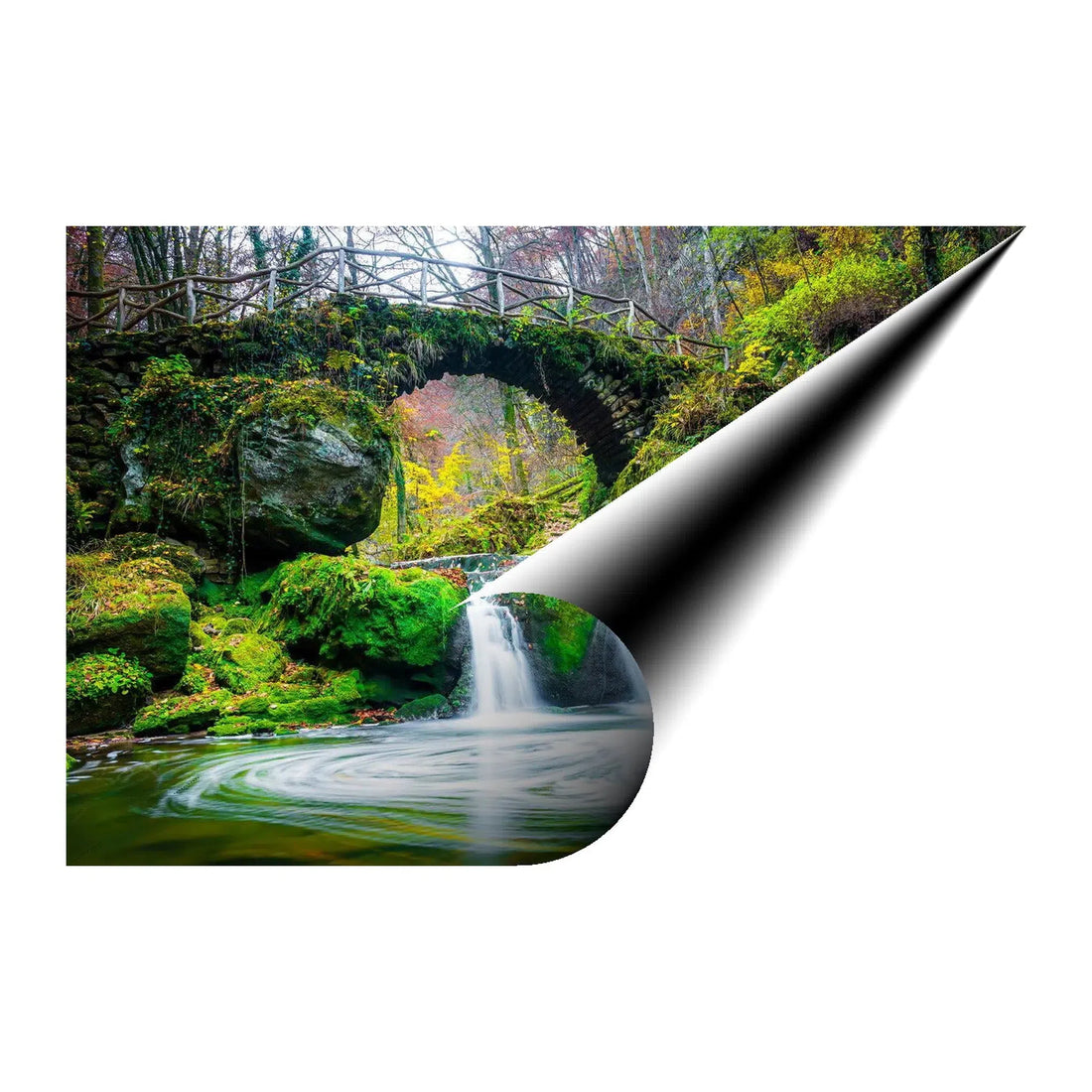 Mystical Forest Bridge Waterfall Giclée Print 32616 Visual Wall Art