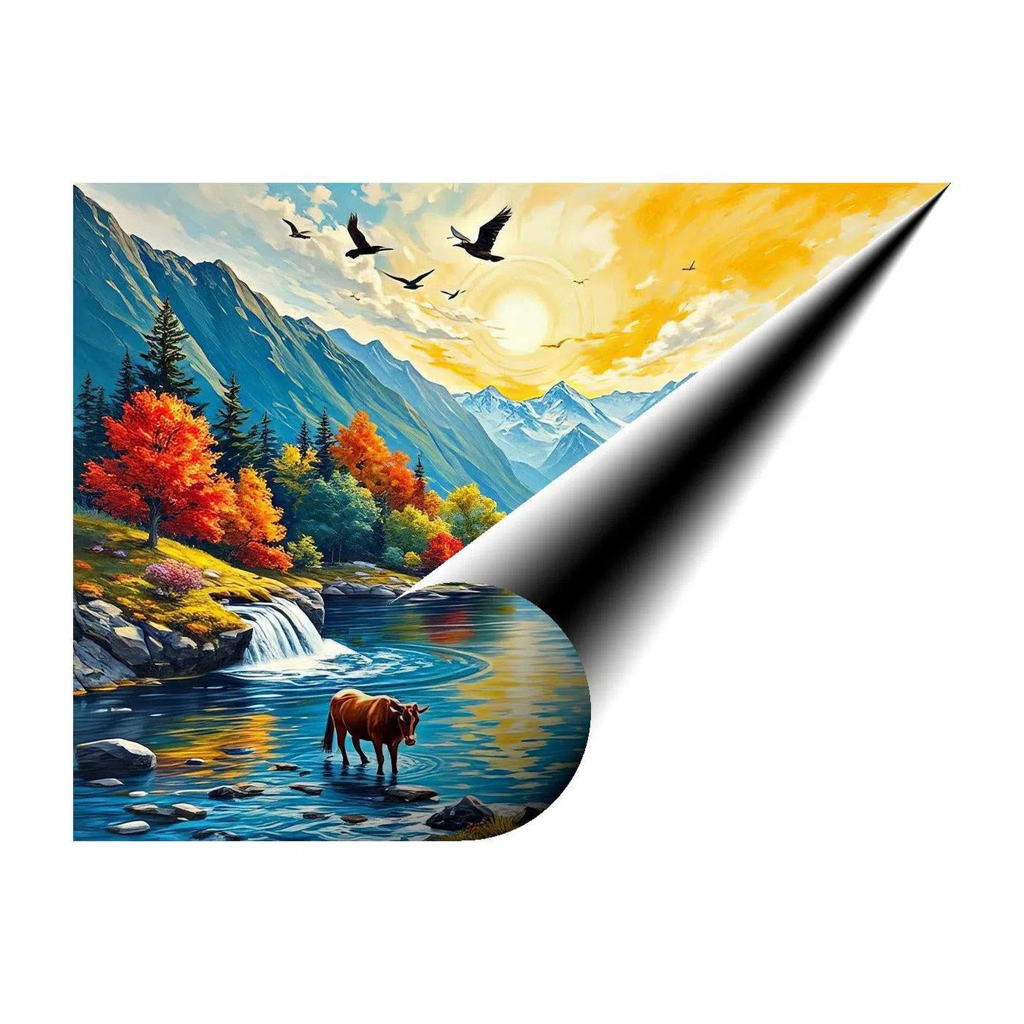 A Serene Mountain Lake Nature Art Print 43702 Visual Wall Art