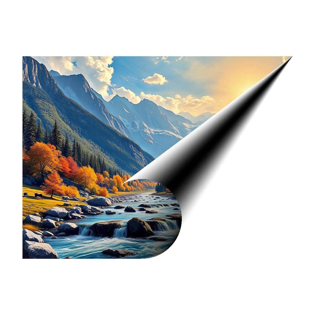 Mountain River In Autumn Nature Art Print 43719 Visual Wall Art