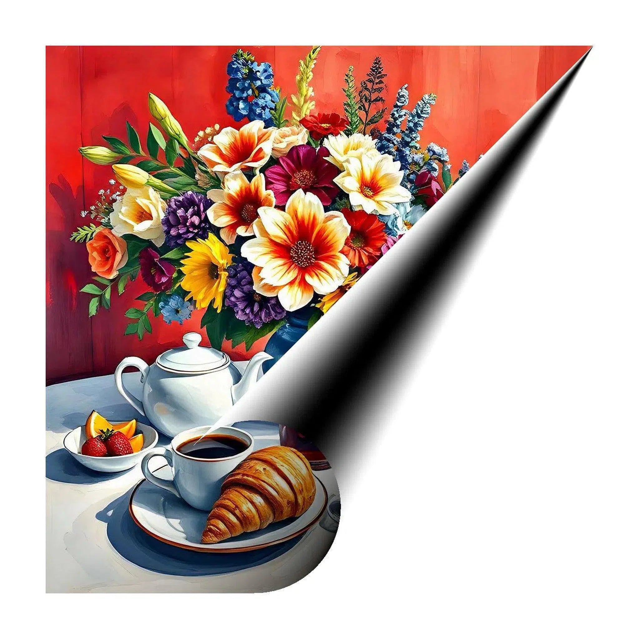 Breakfast With Flowers Still Life Print 11906 Visual Wall Art