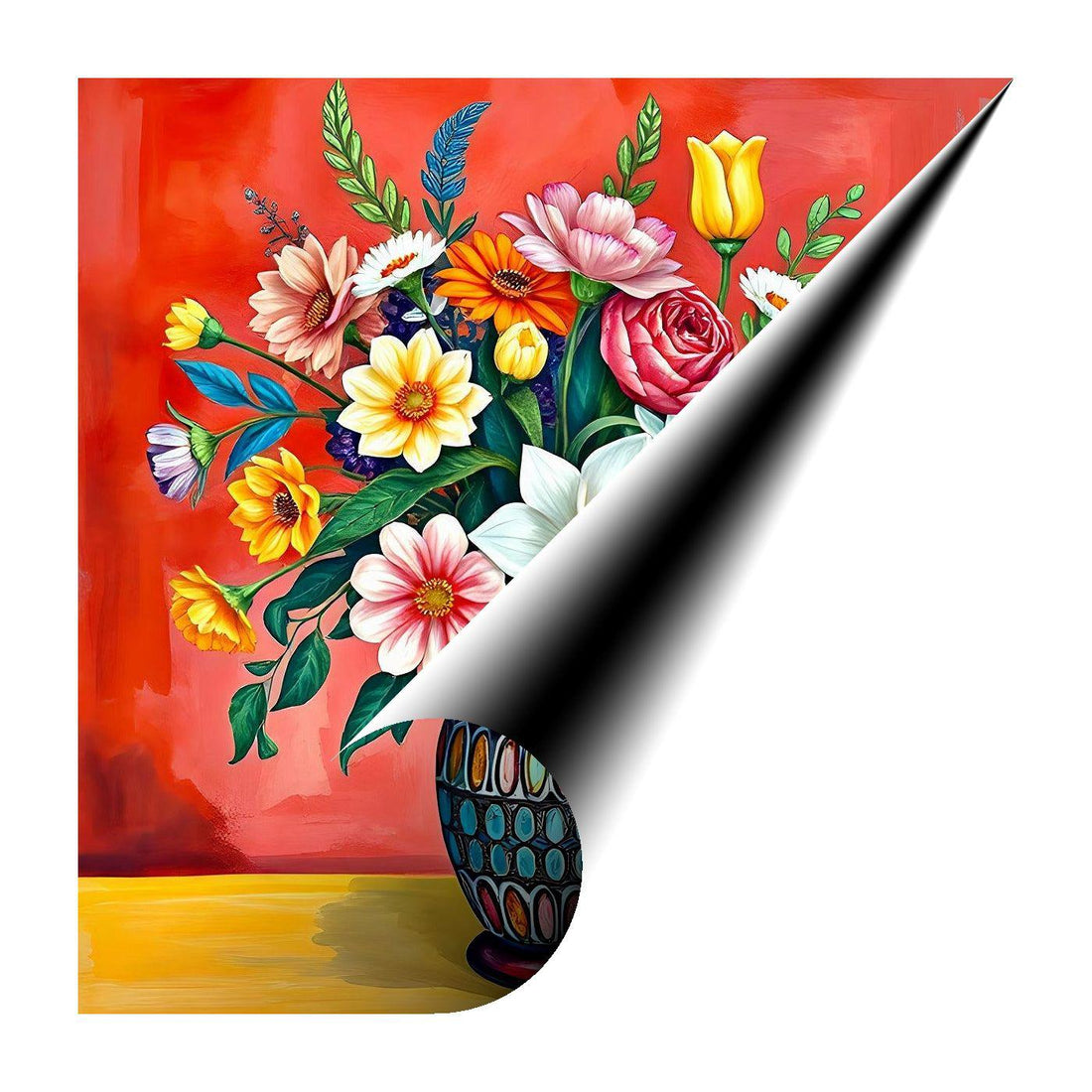 Lively Floral In Patterned Vase Still Life-11914 Visual Wall Art