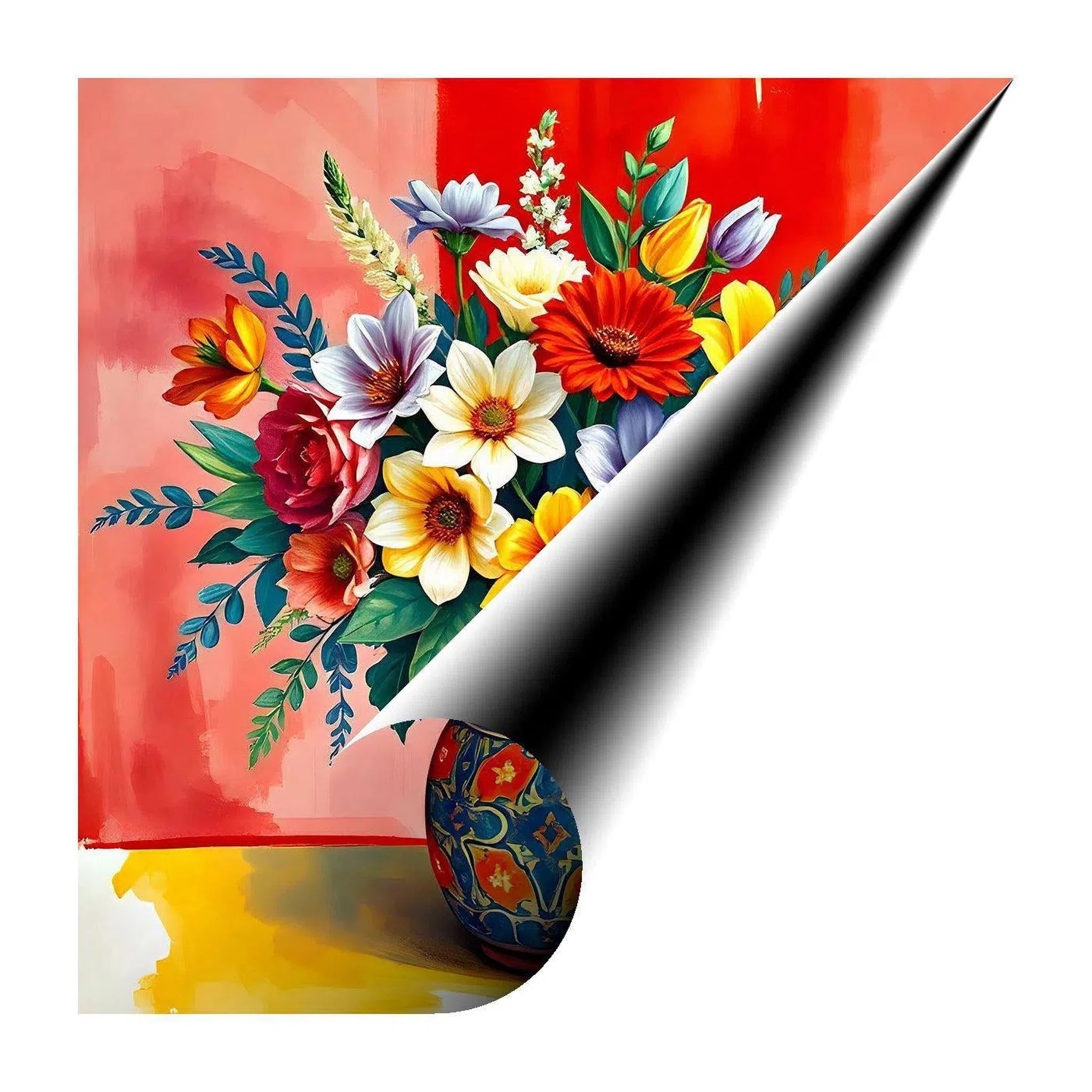 Various Flowers Blue Vase Ornate Still Life Print 11923 Visual Wall Art