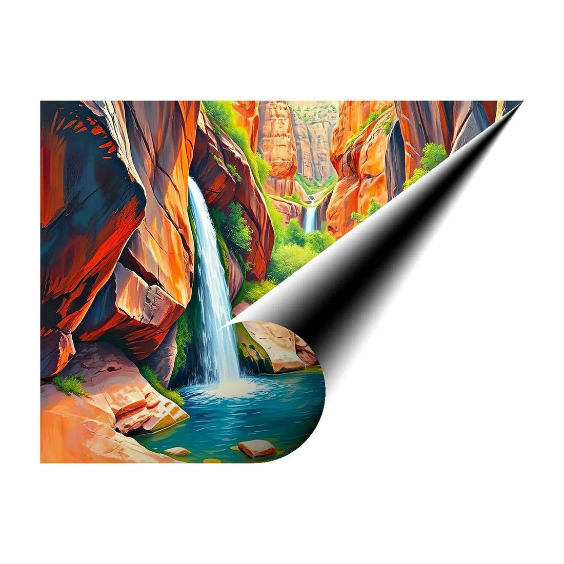 Rocky Canyons Waterfall Nature Art Print 43724 Visual Wall Art