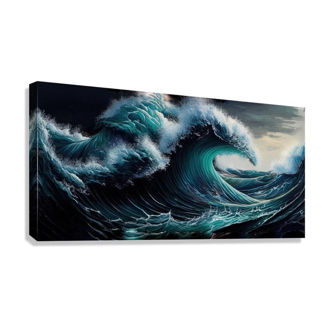 Tidal Wave In Blue, Sea Ocean Art Print 21806 Giclée Stretched Canvas Print Visual Wall Art