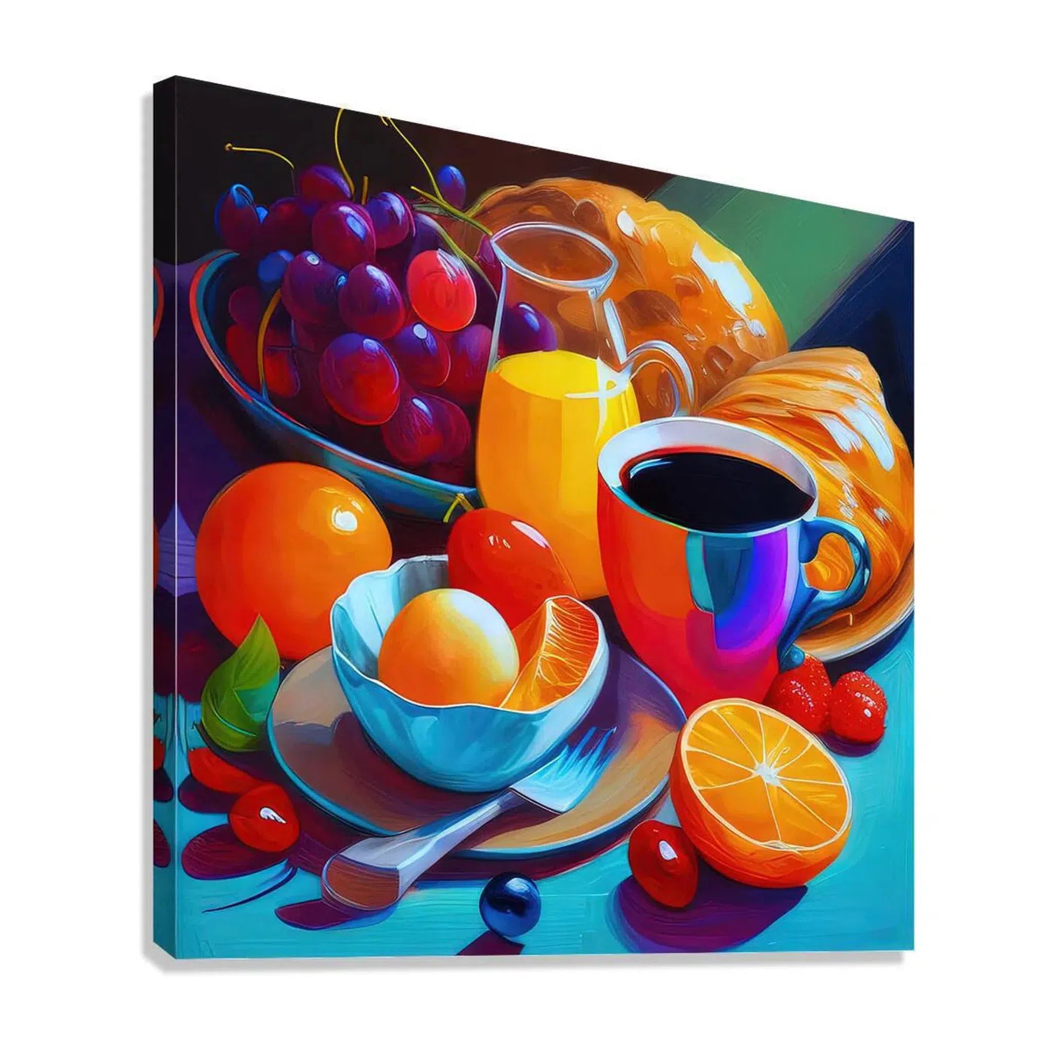 Brunch Still Life, Breakfast Food Nature Art Print 11705 Giclée Stretched Canvas Print Visual Wall Art