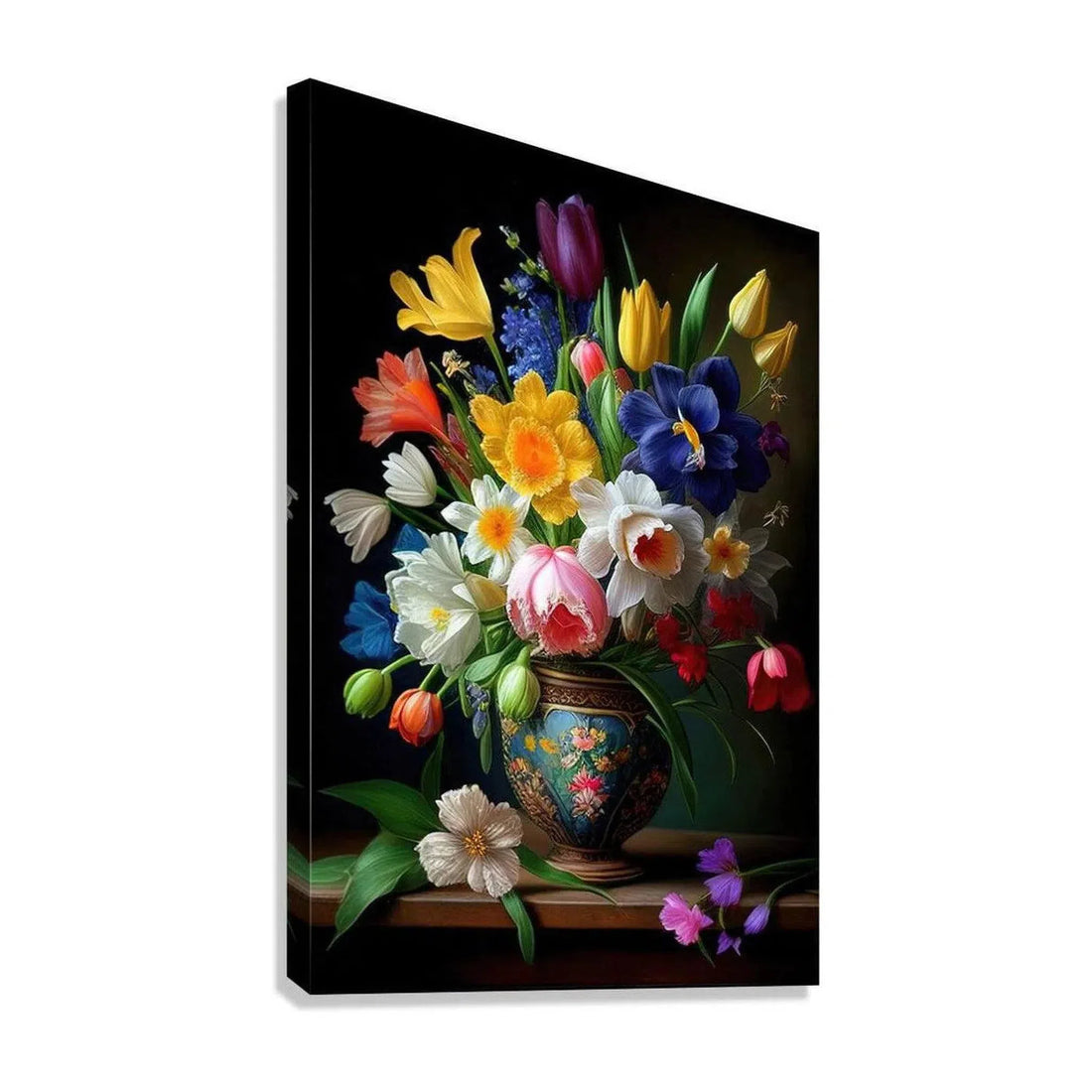 Setting Of Flowers, Still Life Nature Art Print 23605 Giclée Stretched Canvas Print Visual Wall Art