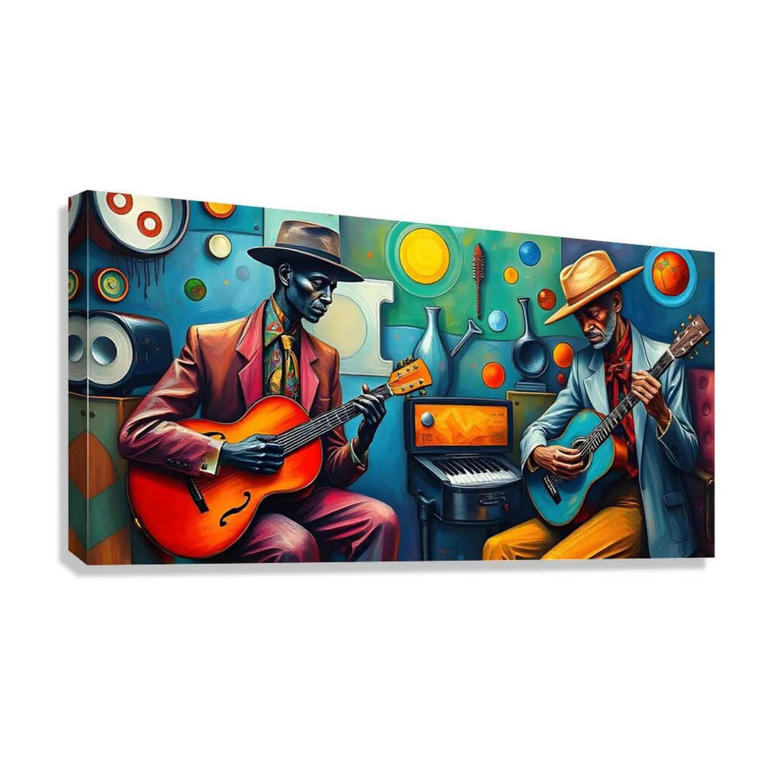 Two Guitar Players, Art Print 21701 Giclée Stretched Canvas Print Visual Wall Art