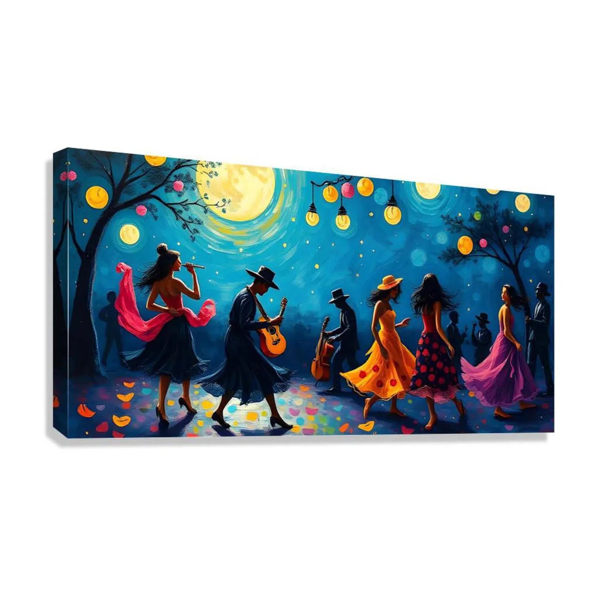 Outdoor Fun Dancing Moonlight, Abstract Art Print 21702 Visual Wall Art