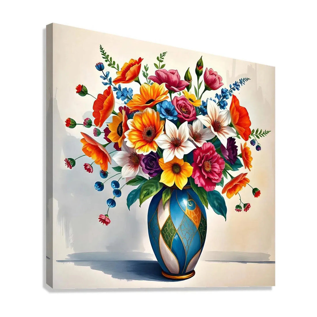 Realistic Bouquet Of Flowers Still Life Print 11918 Giclée Stretched Canvas Print Visual Wall Art