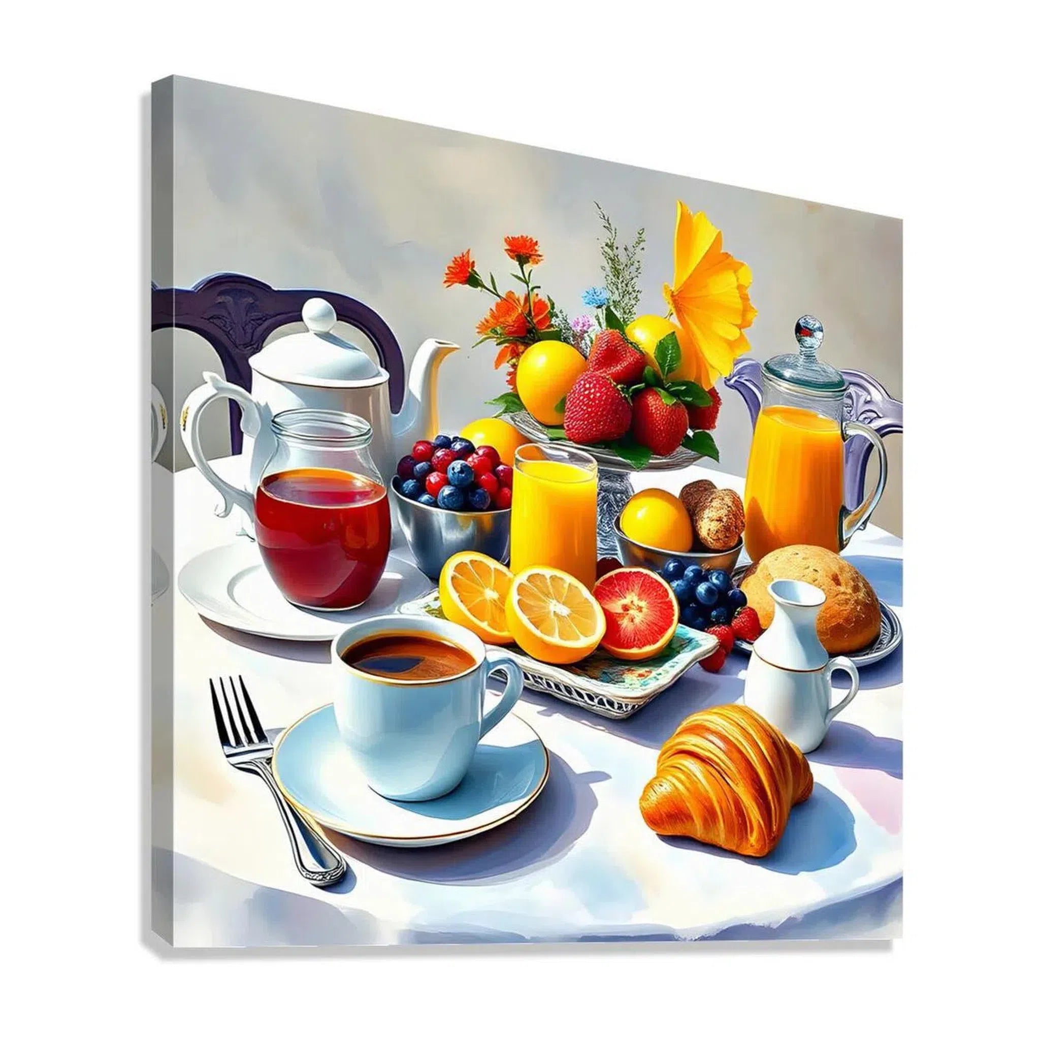 Energetic Breakfast Still Life Print 11909 Giclée Stretched Canvas Print Visual Wall Art