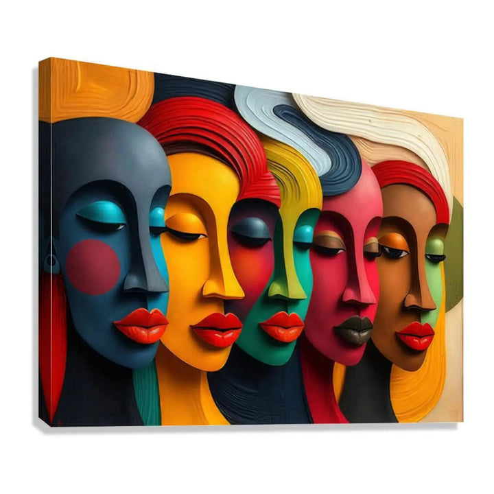 Unique Abstract Faces Giclée Print 43805 Giclée Stretched Canvas Print Visual Wall Art