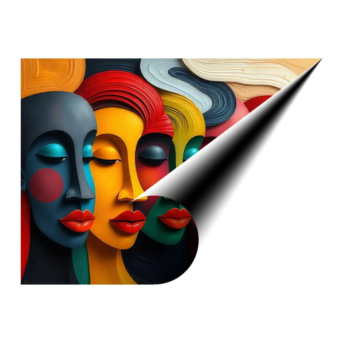 Unique Abstract Faces Giclée Print 43805 Giclée Rolled Canvas Print Visual Wall Art