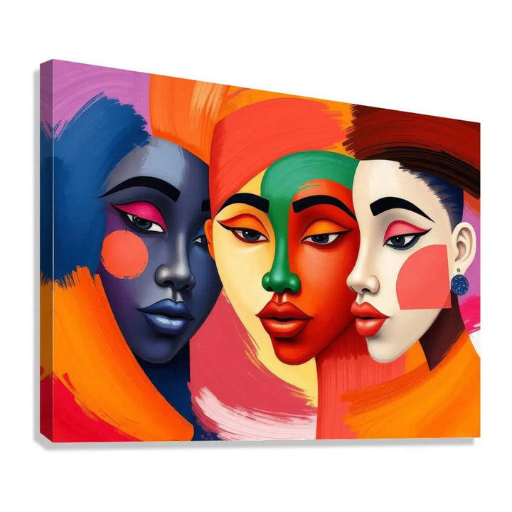 Four Shades Abstract Faces Giclée Print 43804 Giclée Stretched Canvas Print Visual Wall Art