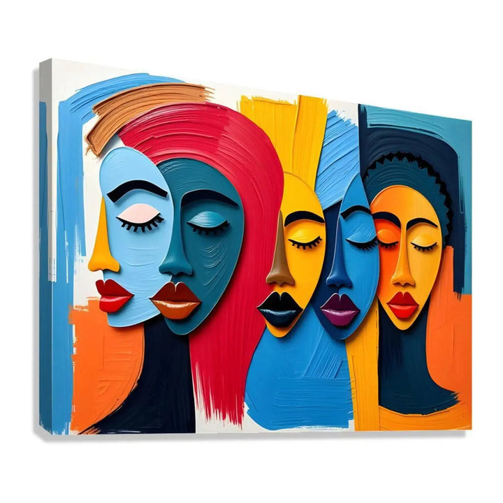 Closed Eyes Abstract Faces Giclée Print 43800 Giclée Stretched Canvas Print Visual Wall Art