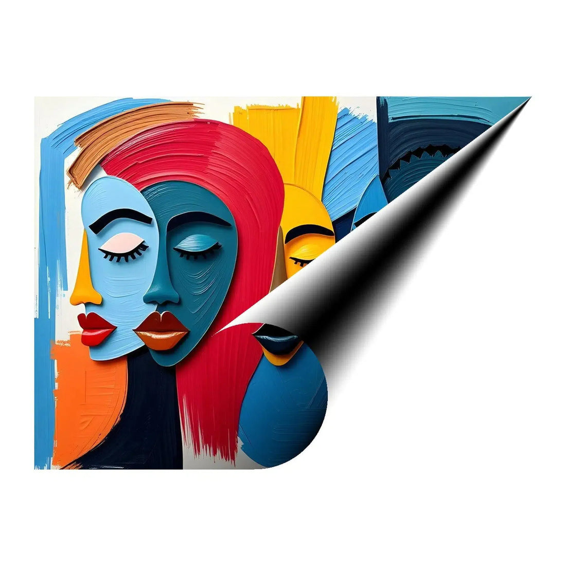 Closed Eyes Abstract Faces Giclée Print 43800 Giclée Fine Art Matte Paper Print Visual Wall Art