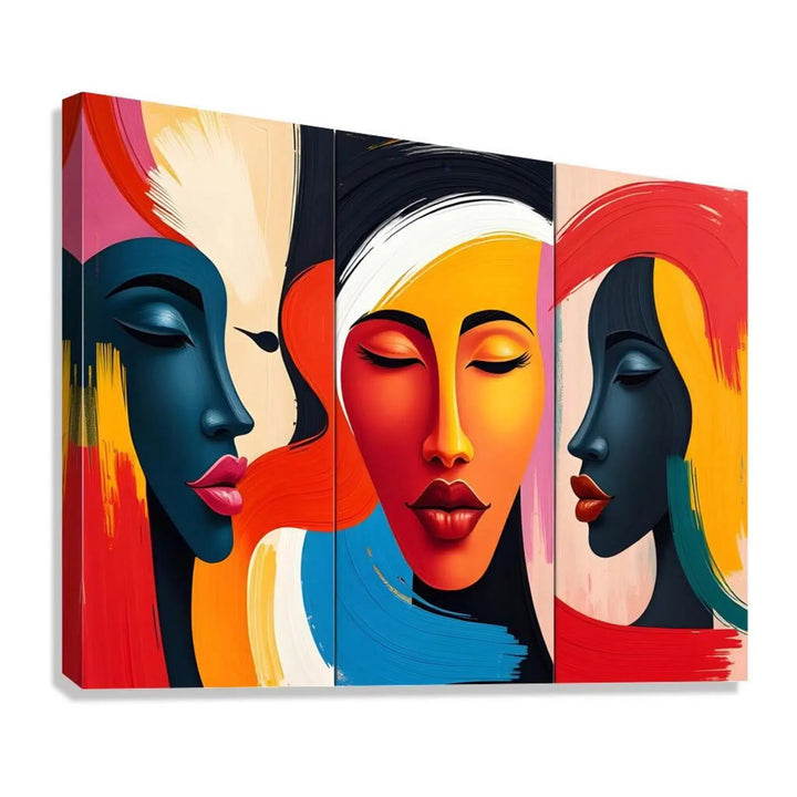 Peaceful Abstract Faces Giclée Print 43801 Giclée Stretched Canvas Print Visual Wall Art