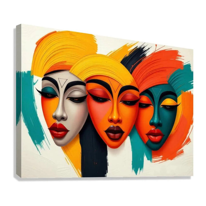 Ethnicities Abstract Faces Giclée Print 43806 Giclée Stretched Canvas Print Visual Wall Art