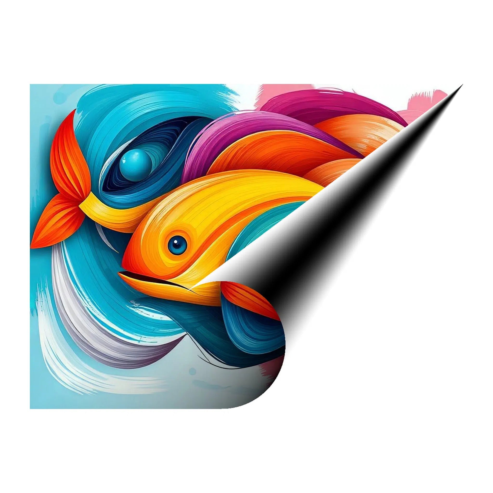 Abstract Waves Fish Giclée Print 43404 Giclée Fine Art Matte Paper Print Visual Wall Art