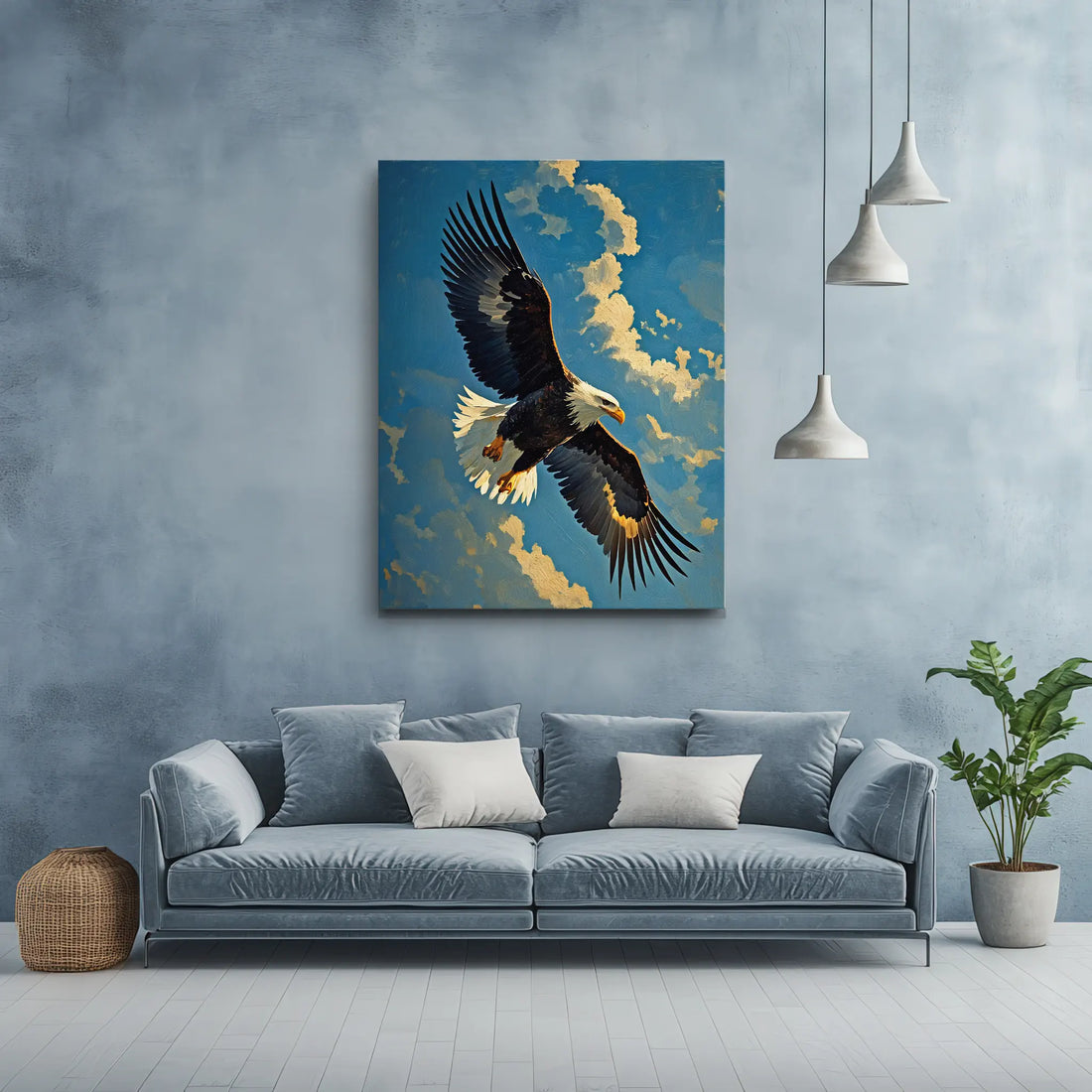 Aerial Guardian Bald Eagle Soaring Sky Giclée Print 454001 Visual Wall Art AR3:4V-AR4:5V Giclée Print