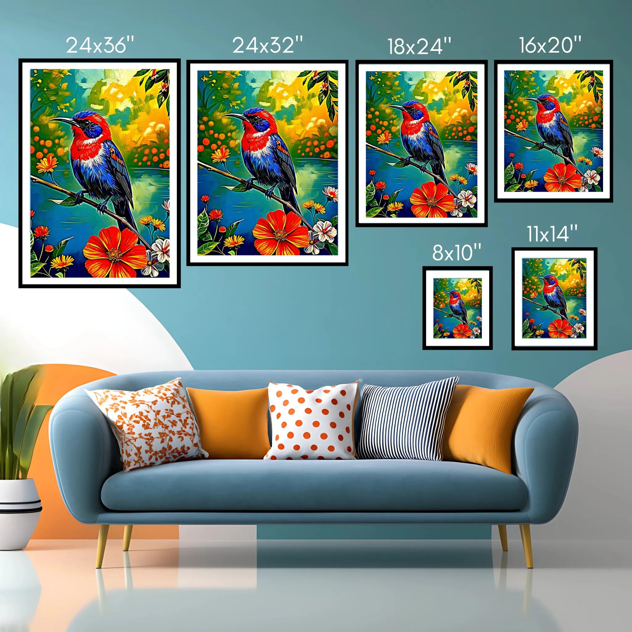 Aethopyga siparaja Crimson Sunbird-Framed Paper Print-452250 Visual Wall Art Framed Print