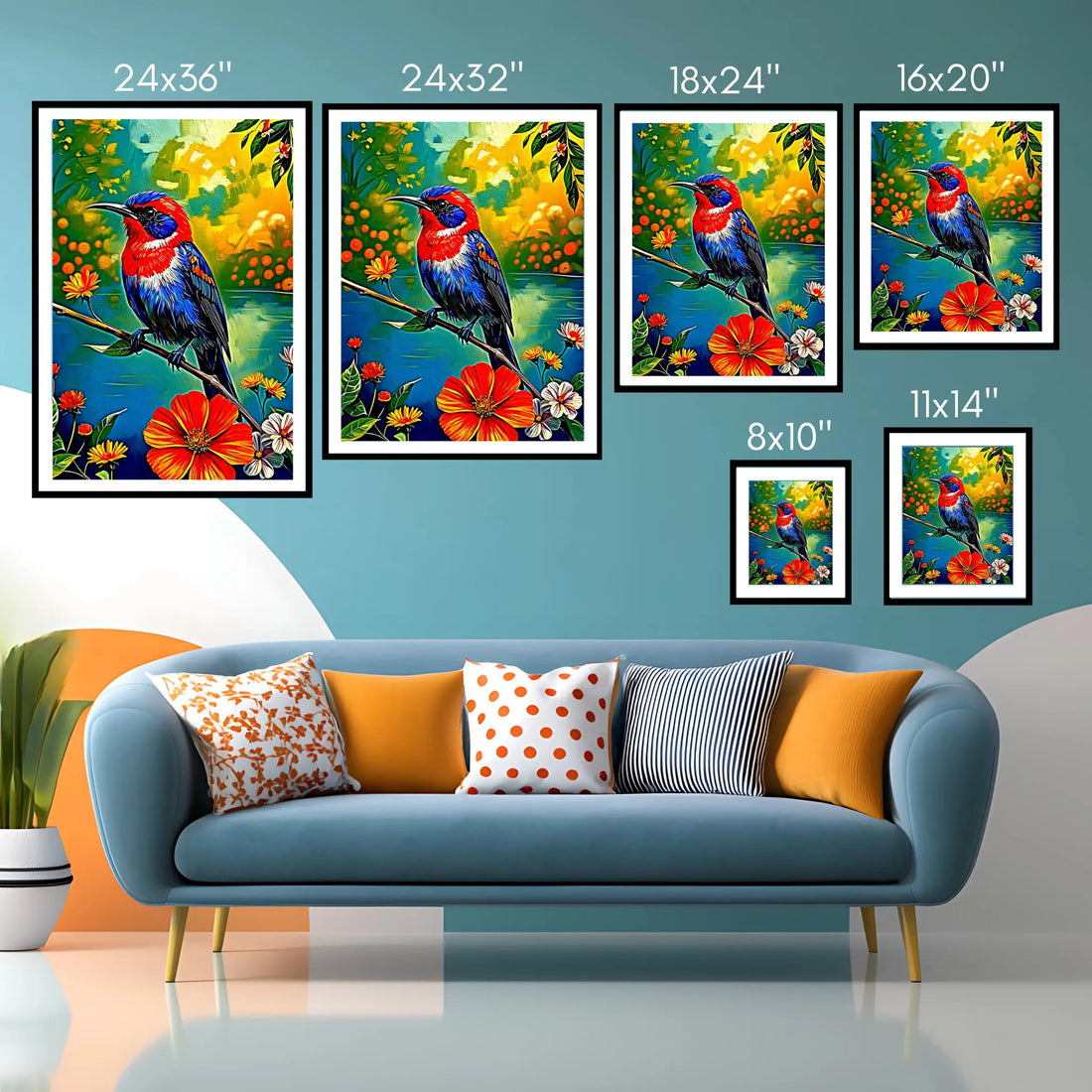 Aethopyga siparaja Crimson Sunbird-Framed Paper Print-452250 Visual Wall Art Framed Print