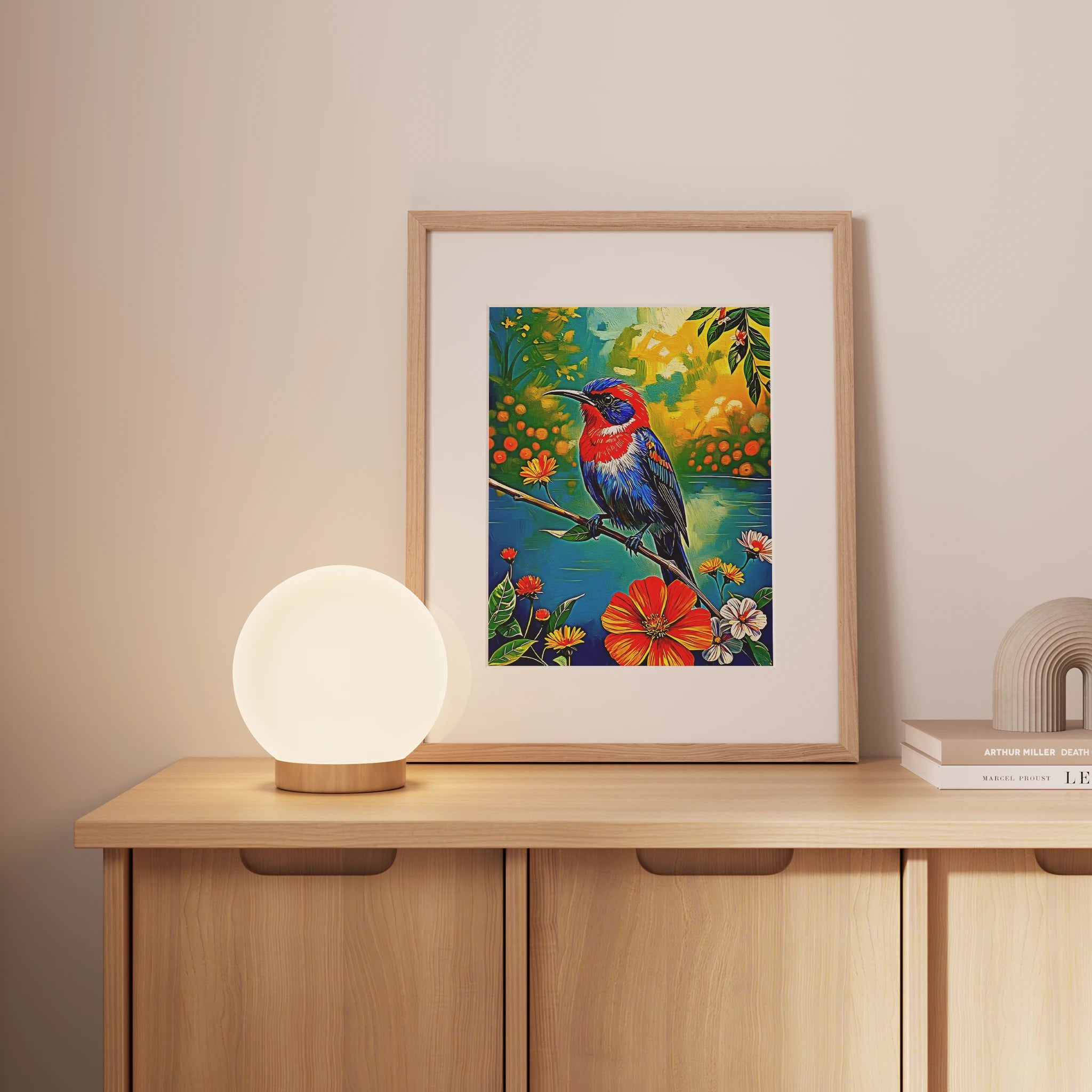 Aethopyga siparaja Crimson Sunbird-Framed Paper Print-452250 Visual Wall Art Framed Print