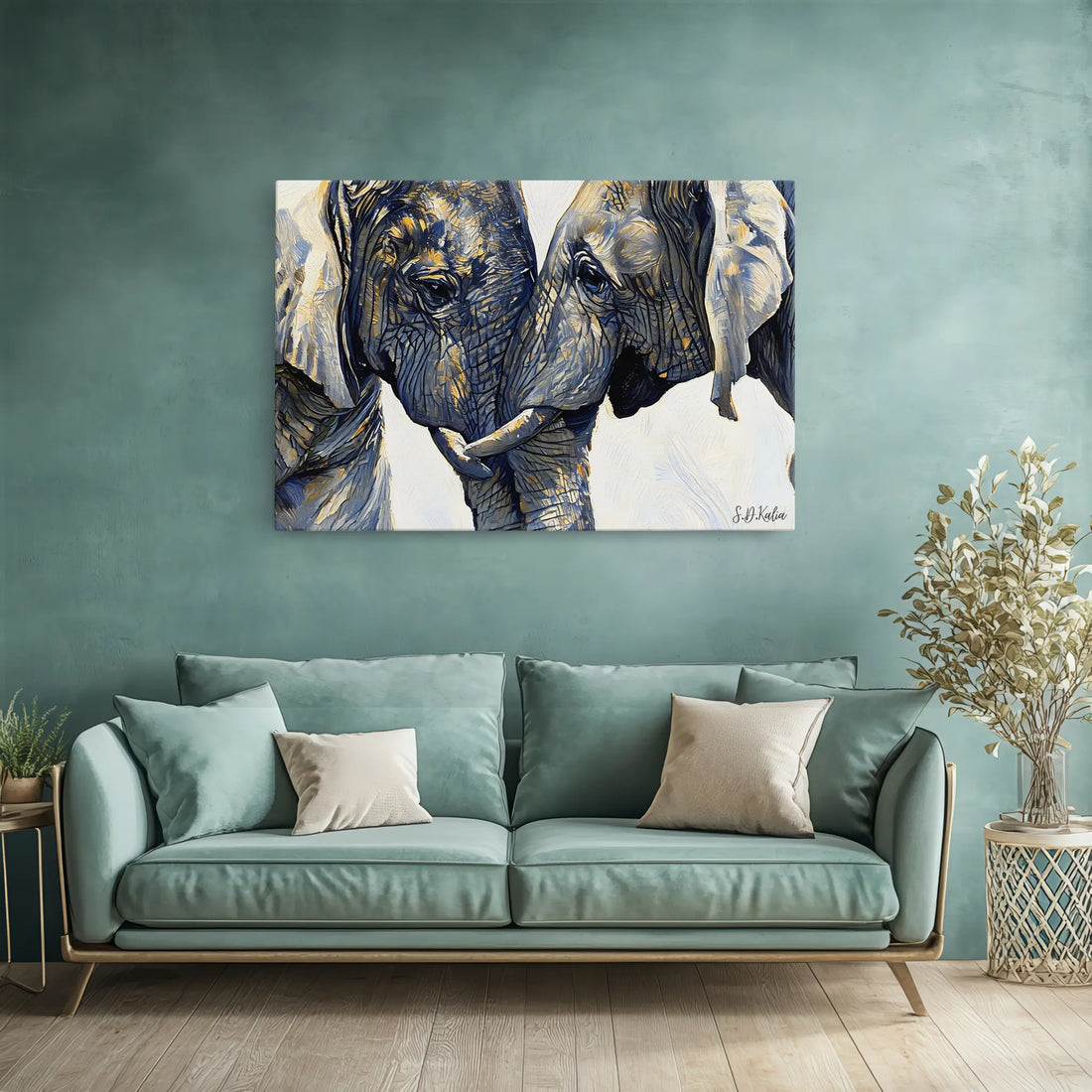 African Elephant Pair Portrait Giclée Print 321002 Visual Wall Art AR3:2H Giclée Print