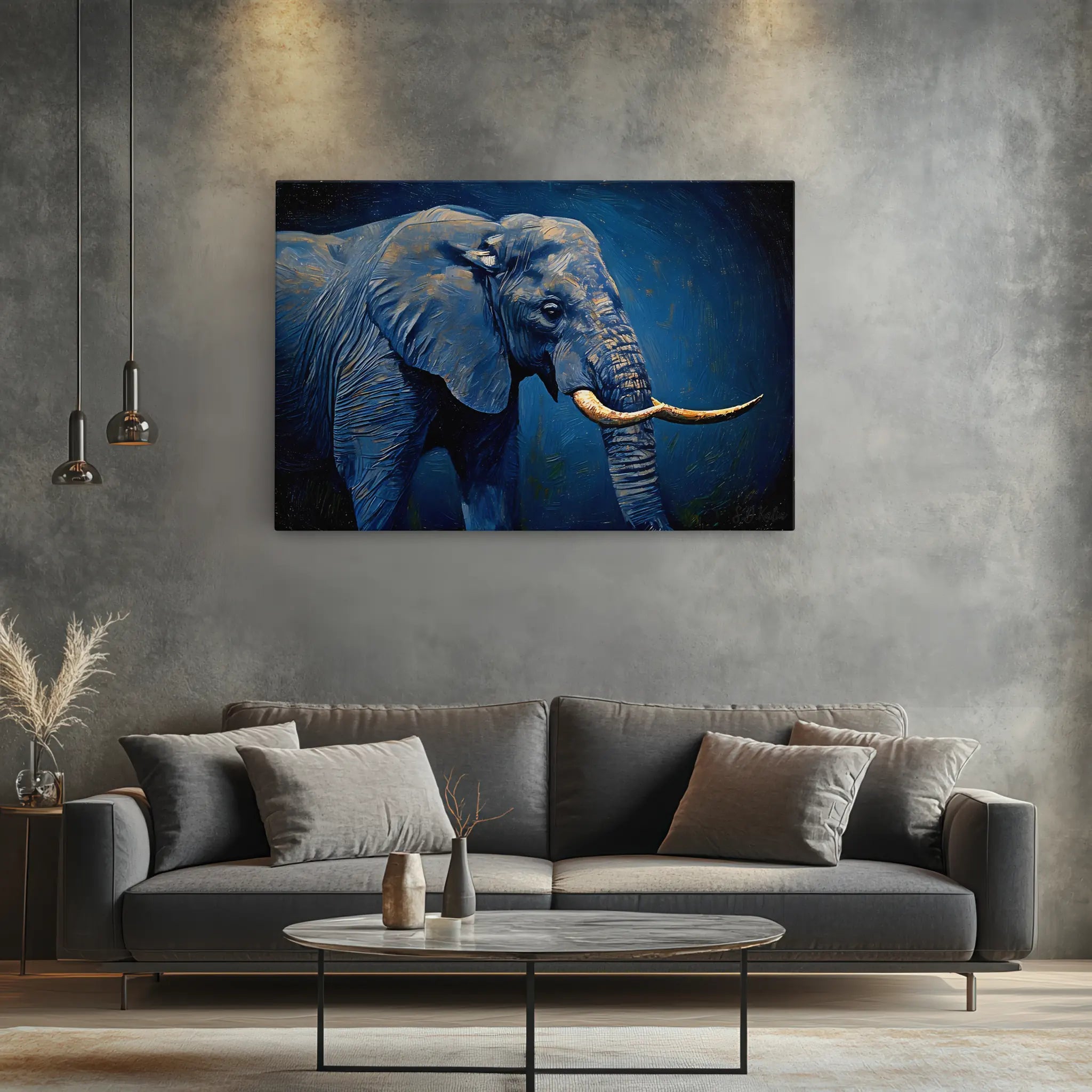 African Elephant in Blue Tones Giclée Print 321001 Visual Wall Art AR3:2H Giclée Print