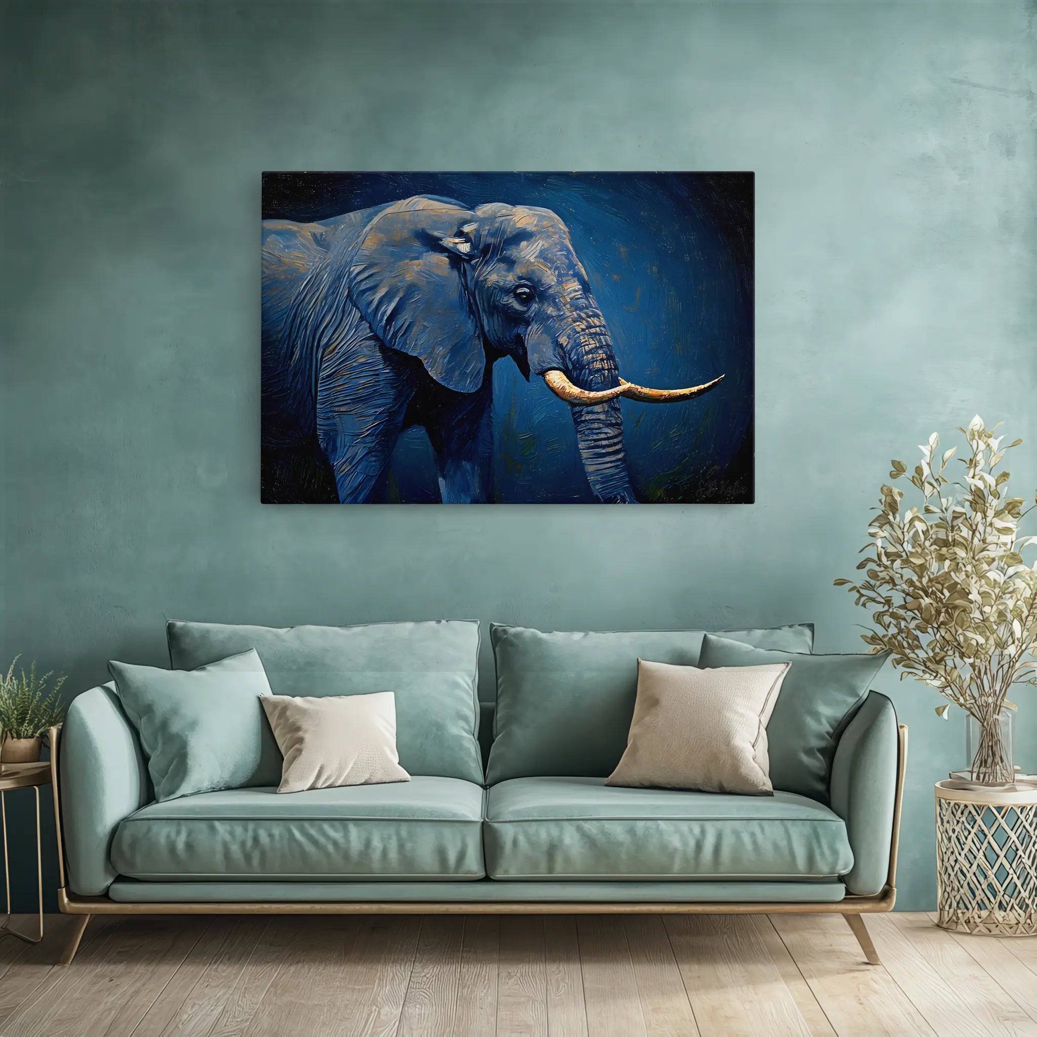 African Elephant in Blue Tones Giclée Print 321001 Visual Wall Art AR3:2H Giclée Print