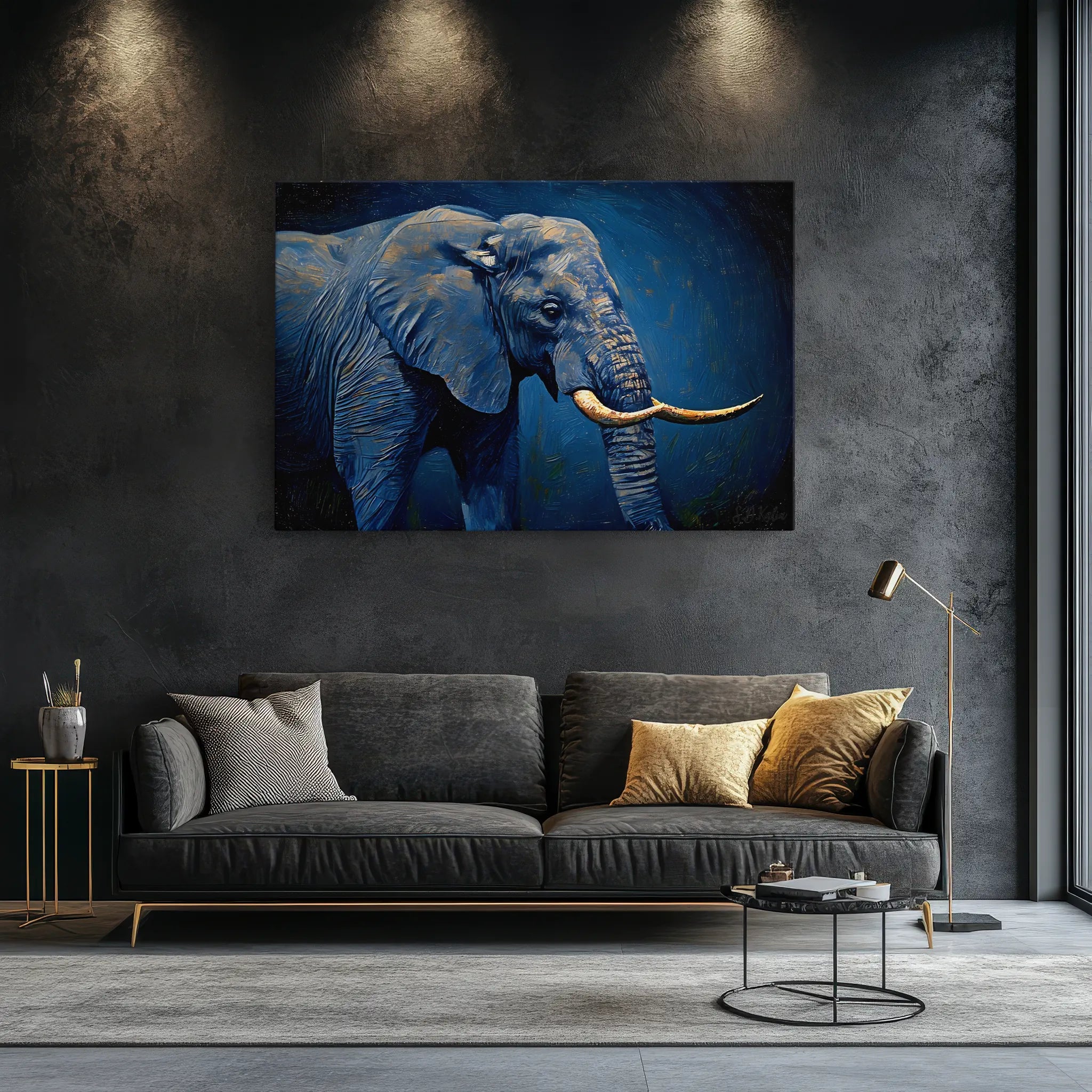 African Elephant in Blue Tones Giclée Print 321001 Visual Wall Art AR3:2H Giclée Print