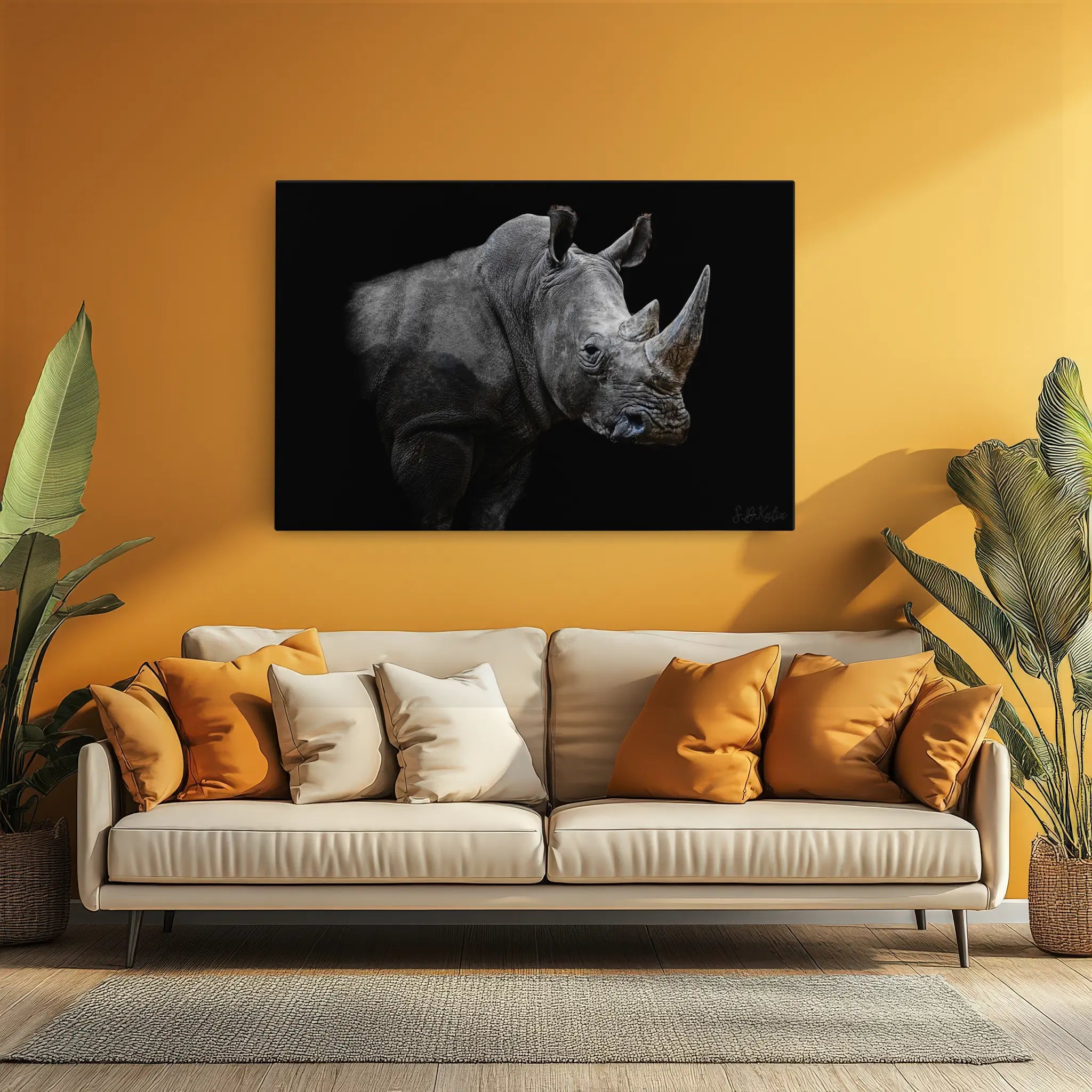 African Rhinoceros Close-Up Dramatic Animal Giclée Print 321003 Visual Wall Art AR3:2H Giclée Print