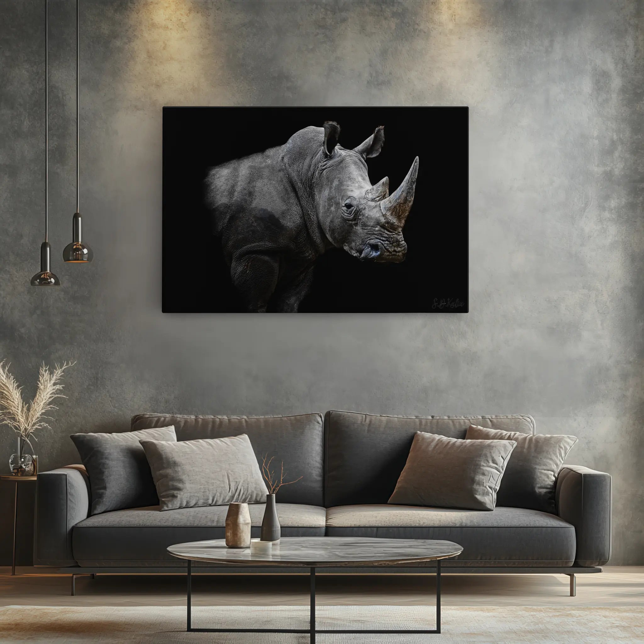 African Rhinoceros Close-Up Dramatic Animal Giclée Print 321003 Visual Wall Art AR3:2H Giclée Print