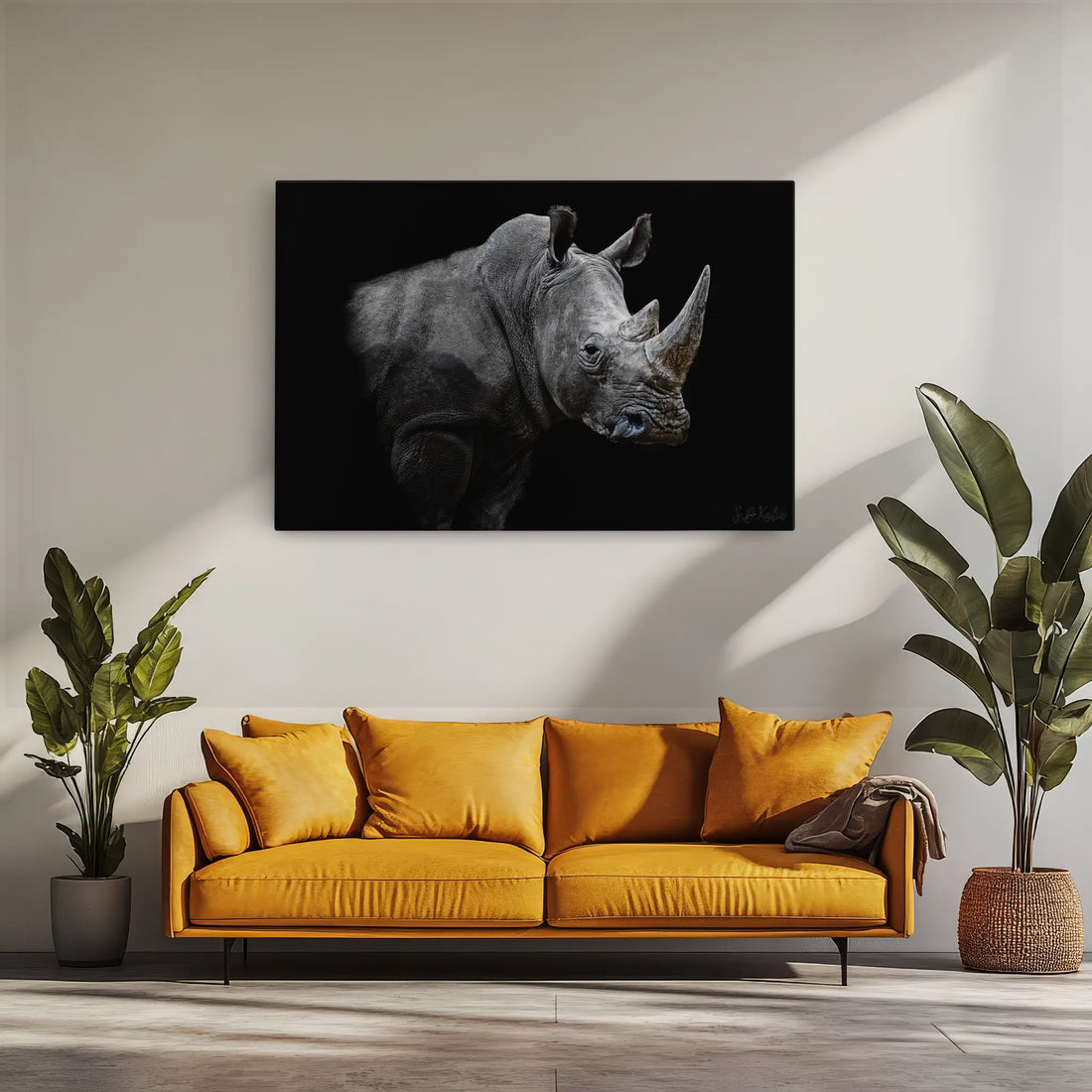 African Rhinoceros Close-Up Dramatic Animal Giclée Print 321003 Visual Wall Art AR3:2H Giclée Print