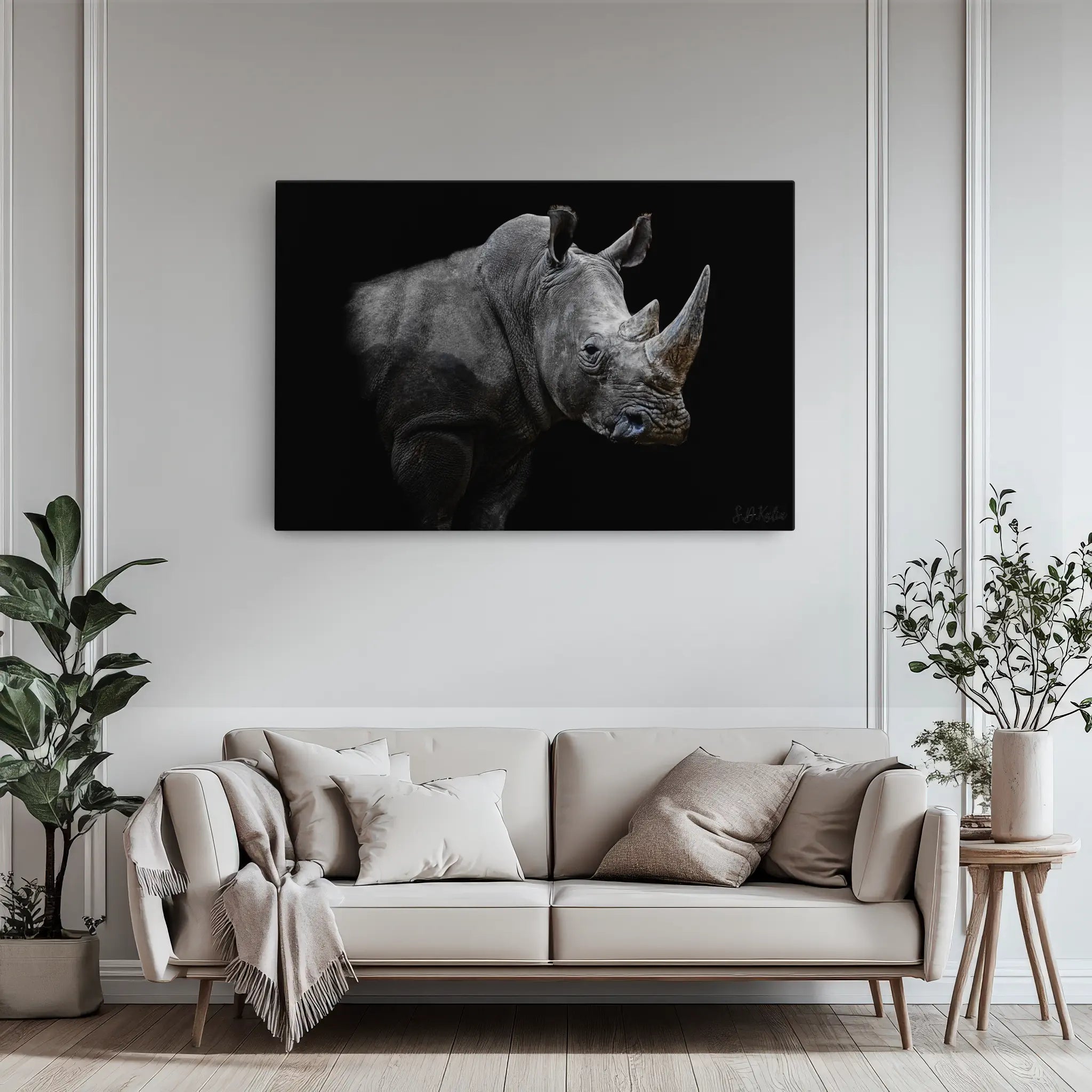 African Rhinoceros Close-Up Dramatic Animal Giclée Print 321003 Visual Wall Art AR3:2H Giclée Print