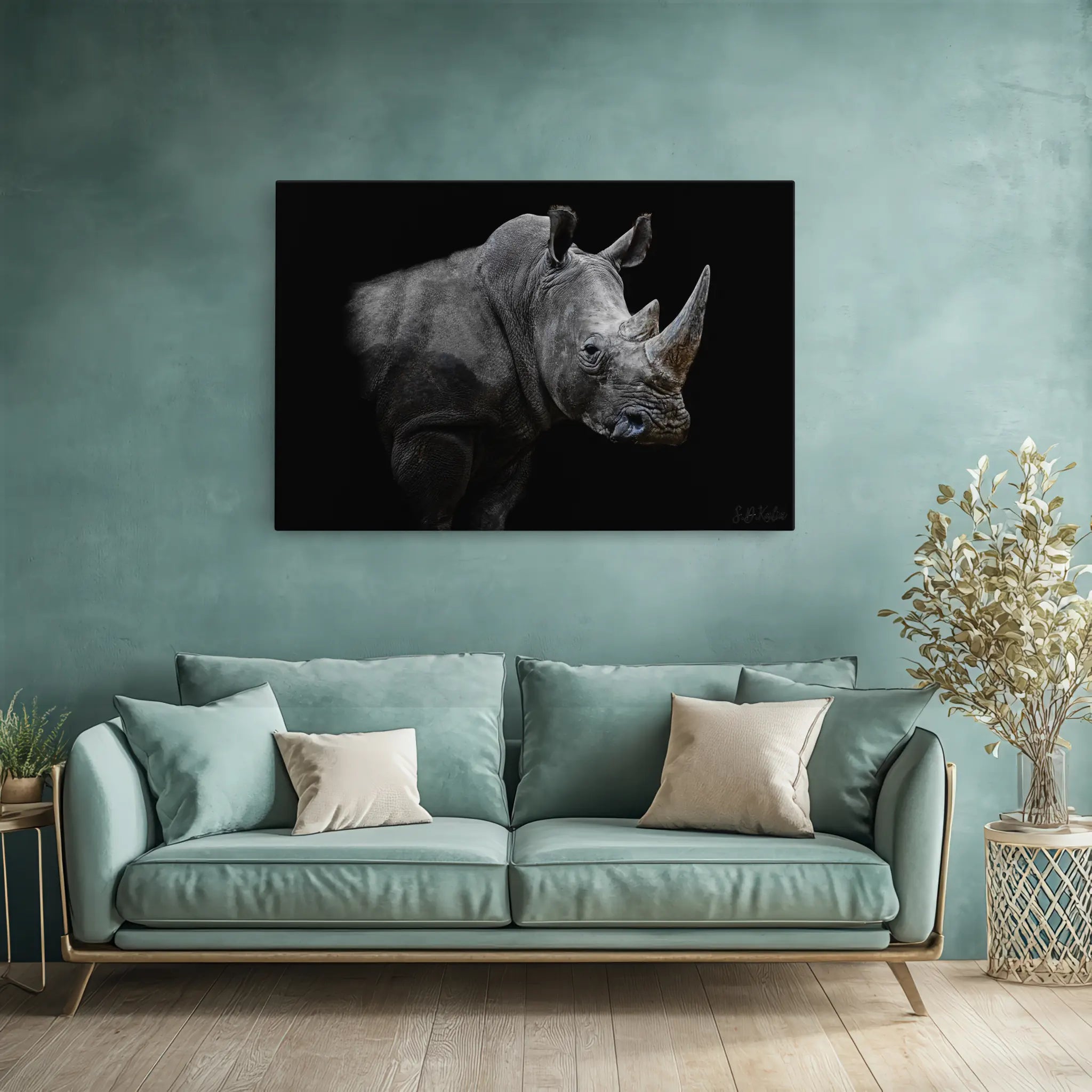 African Rhinoceros Close-Up Dramatic Animal Giclée Print 321003 Visual Wall Art AR3:2H Giclée Print