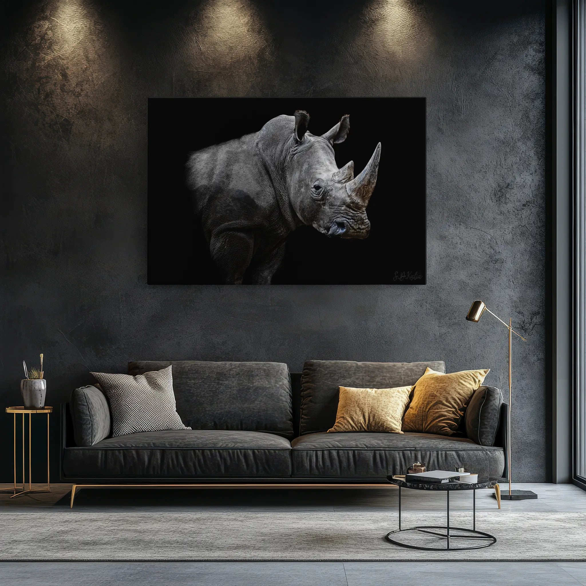 African Rhinoceros Close-Up Dramatic Animal Giclée Print 321003 Visual Wall Art AR3:2H Giclée Print