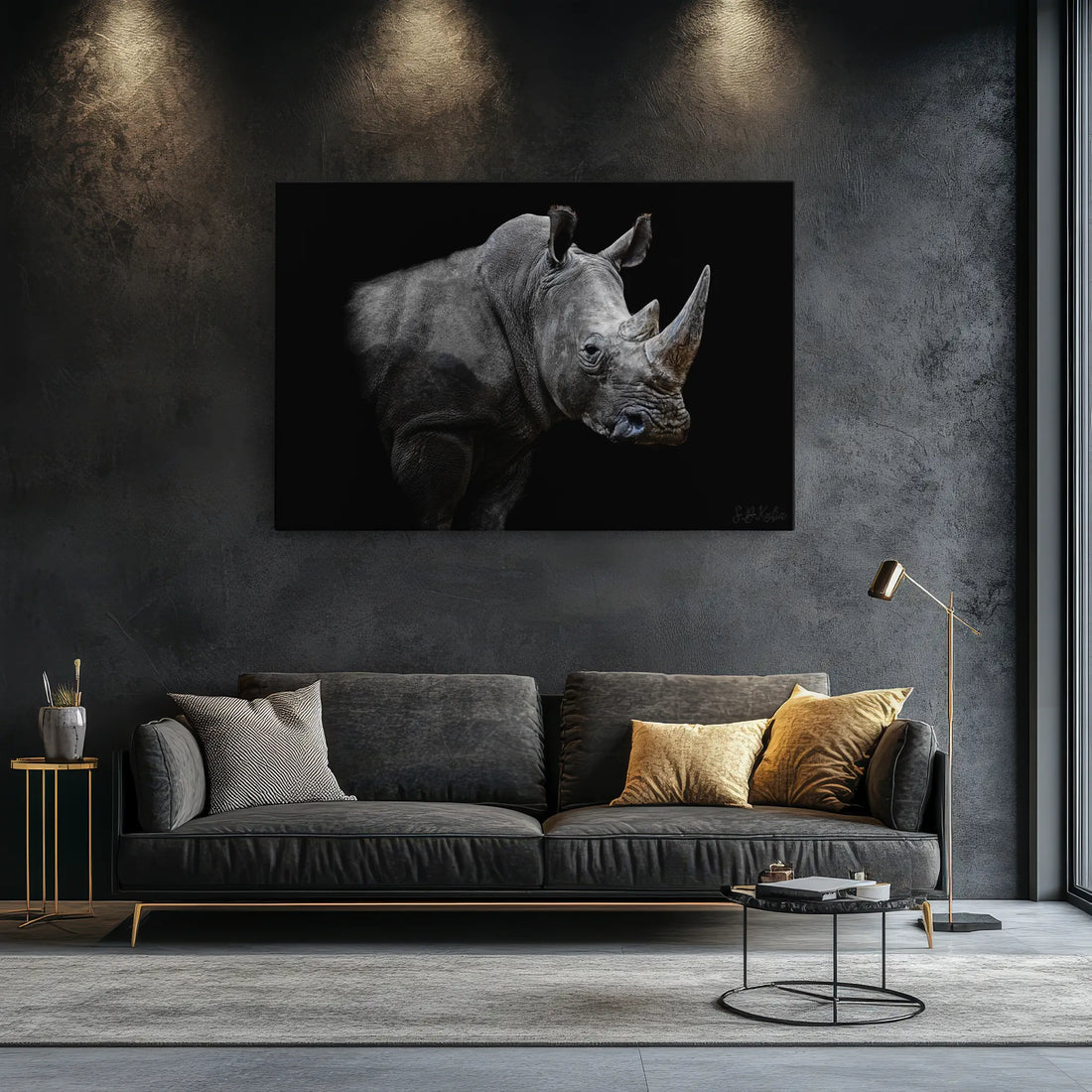 African Rhinoceros Close-Up Dramatic Animal Giclée Print 321003 Visual Wall Art AR3:2H Giclée Print