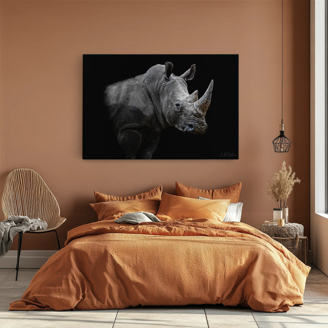African Rhinoceros Close-Up Dramatic Animal Giclée Print 321003 Visual Wall Art AR3:2H Giclée Print