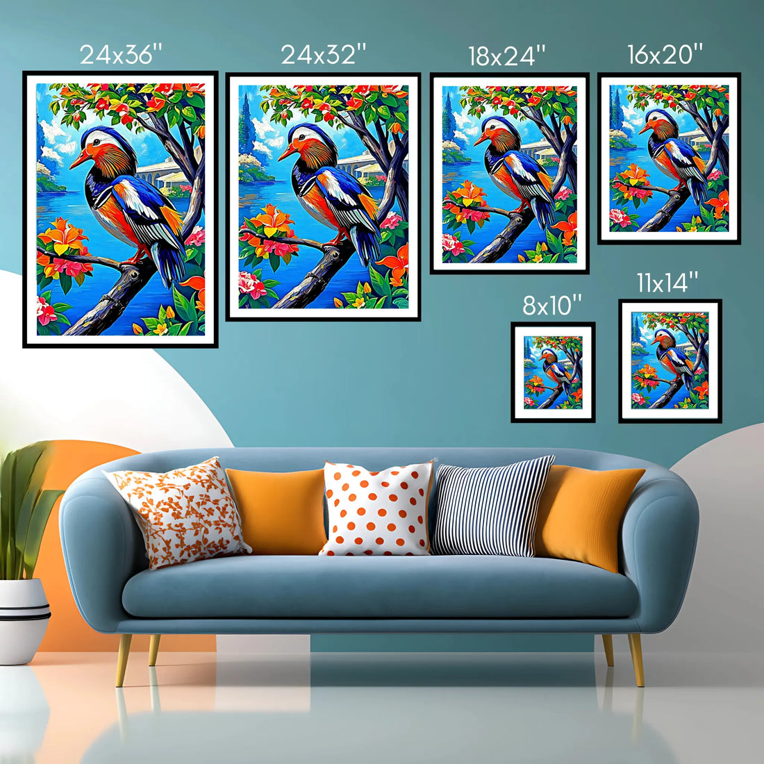 Aix galericulata Mandarin Duck-Framed Paper Print-452222 Visual Wall Art Framed Print