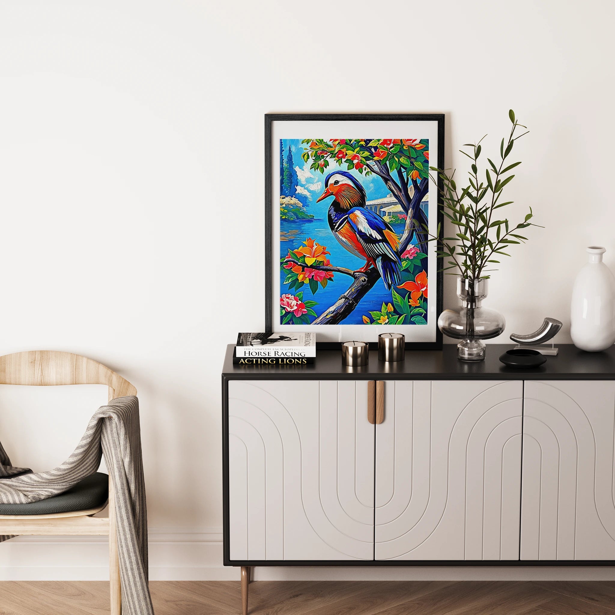 Aix galericulata Mandarin Duck-Framed Paper Print-452222 Visual Wall Art Framed Print