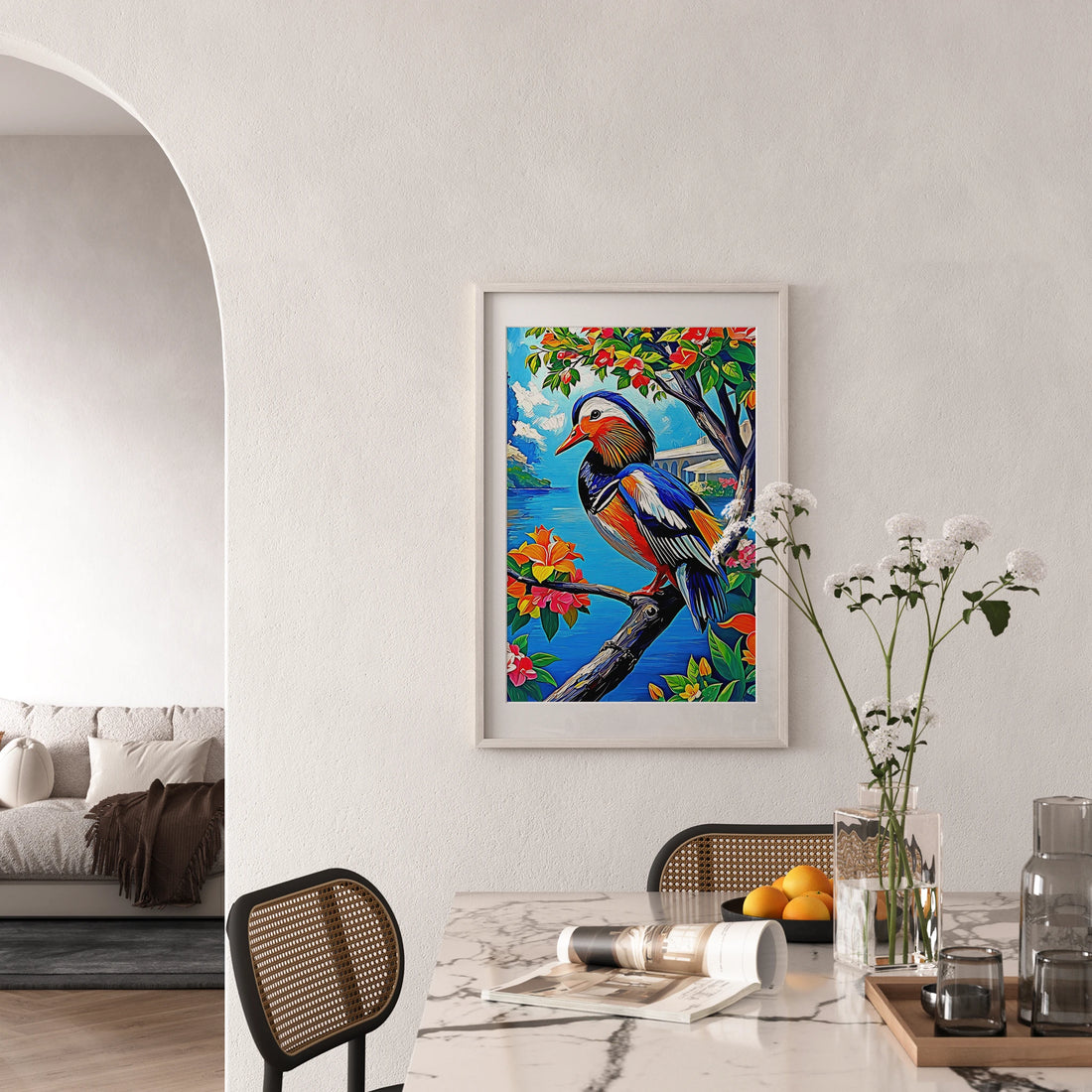 Aix galericulata Mandarin Duck-Framed Paper Print-452222 Visual Wall Art Framed Print