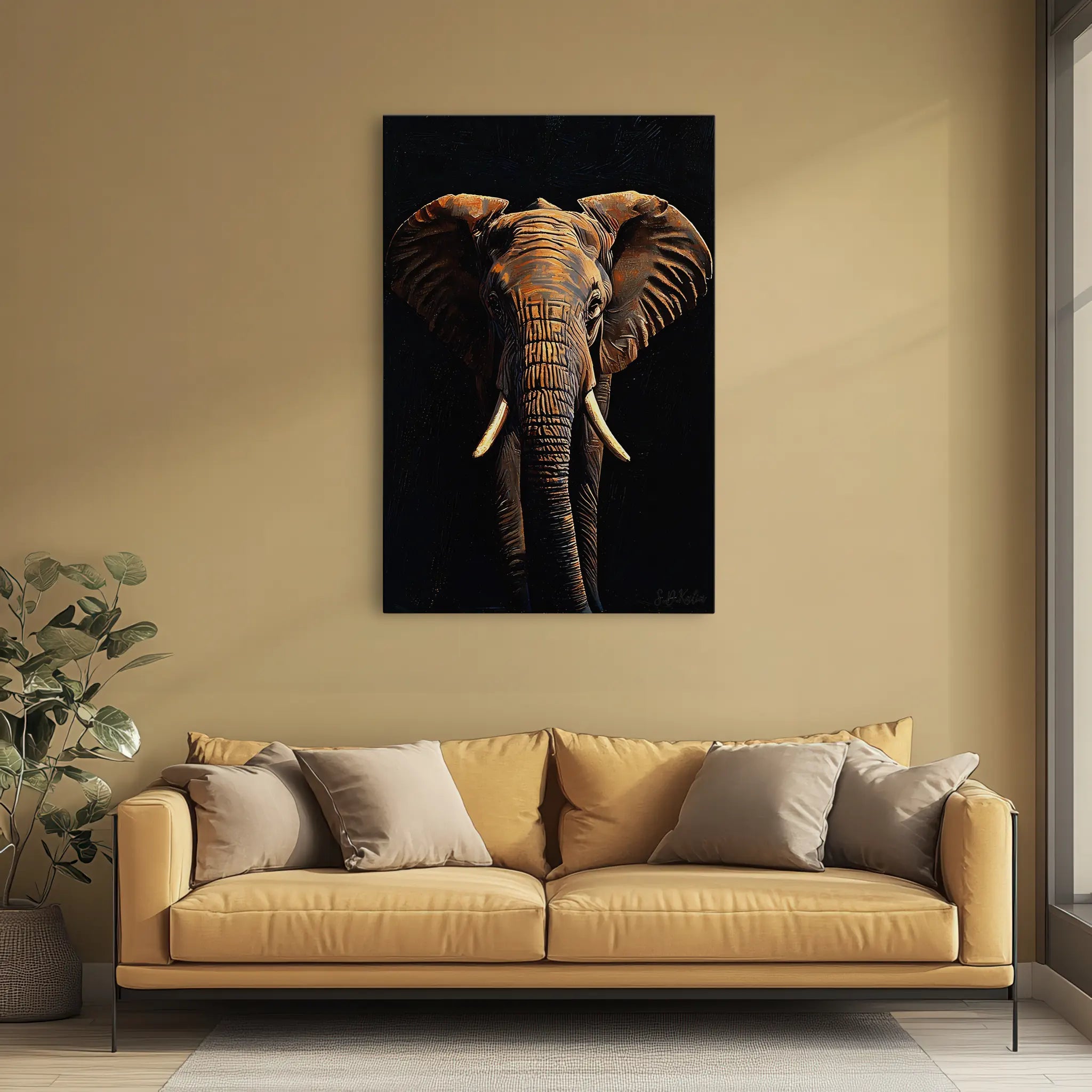 Amber Giant Front-Facing Elephant Giclée Print 231001 Visual Wall Art AR2:3V Giclée Print