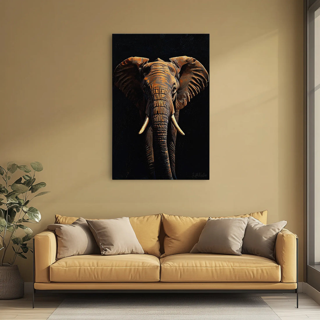 Amber Giant Front-Facing Elephant Giclée Print 231001 Visual Wall Art AR2:3V Giclée Print