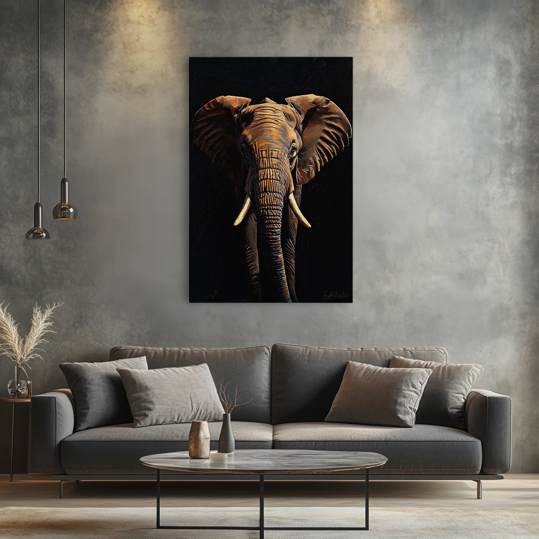 Amber Giant Front-Facing Elephant Giclée Print 231001 Visual Wall Art AR2:3V Giclée Print