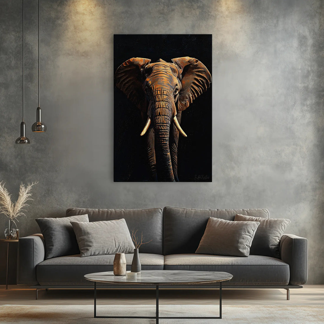 Amber Giant Front-Facing Elephant Giclée Print 231001 Visual Wall Art AR2:3V Giclée Print