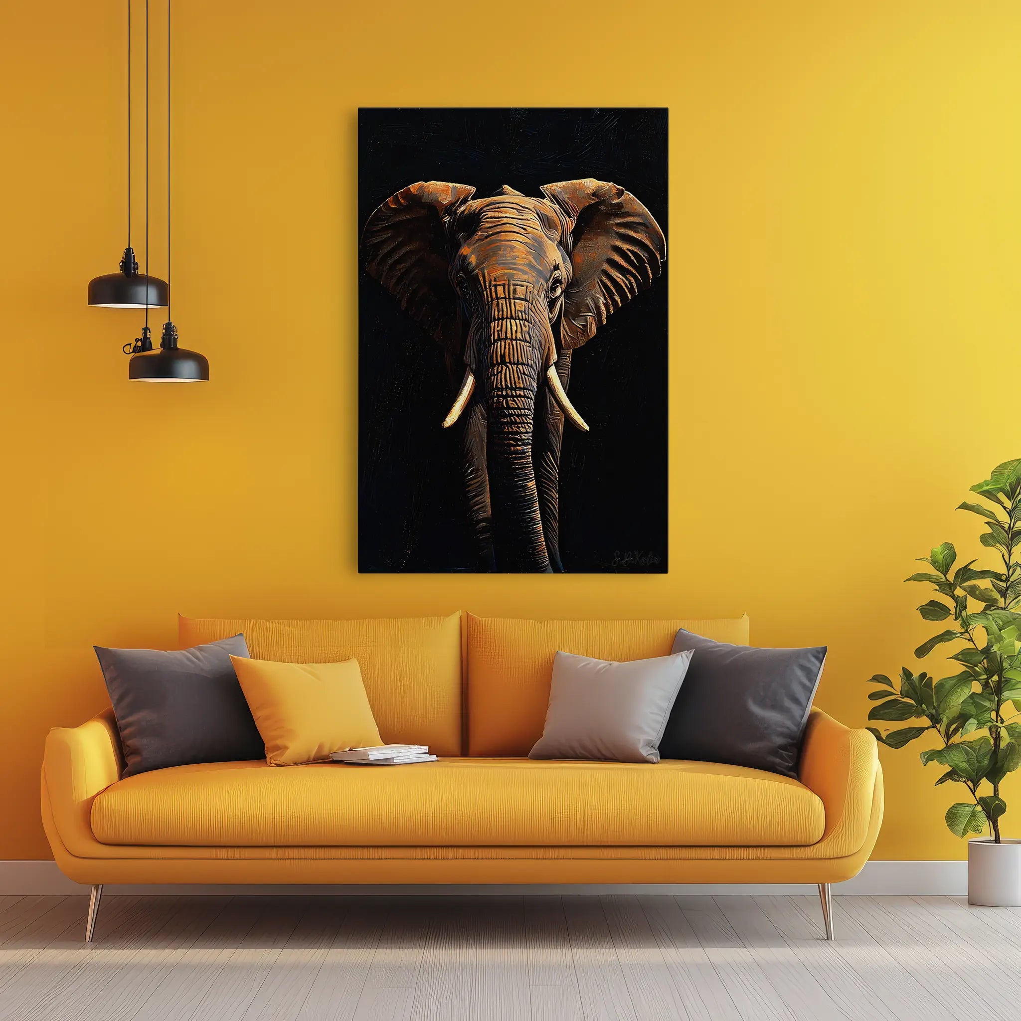Amber Giant Front-Facing Elephant Giclée Print 231001 Visual Wall Art AR2:3V Giclée Print
