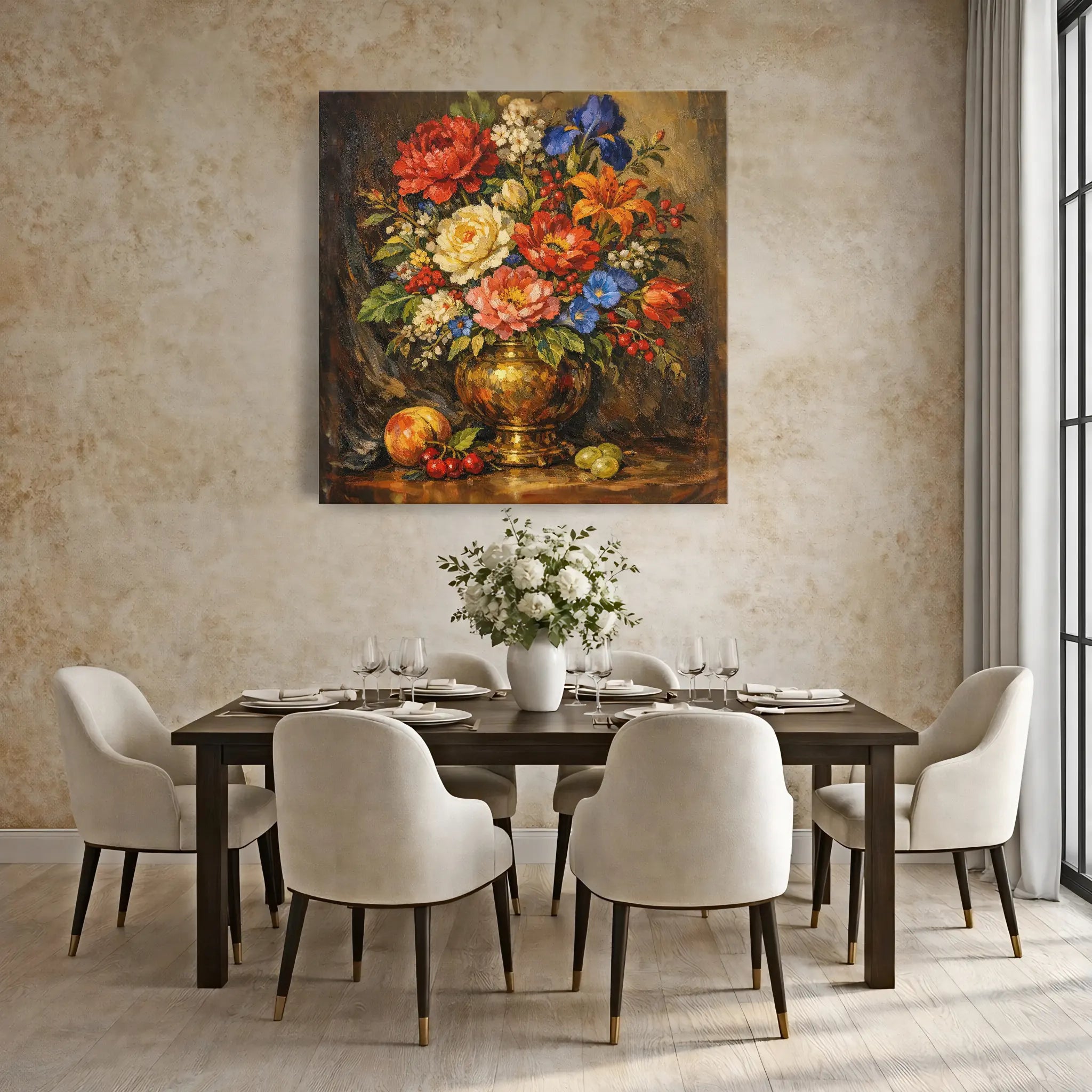 Autumn Bouquet in a Brass Vase Still Life Giclée Print 111000 Visual Wall Art AR1:1S Giclée Print